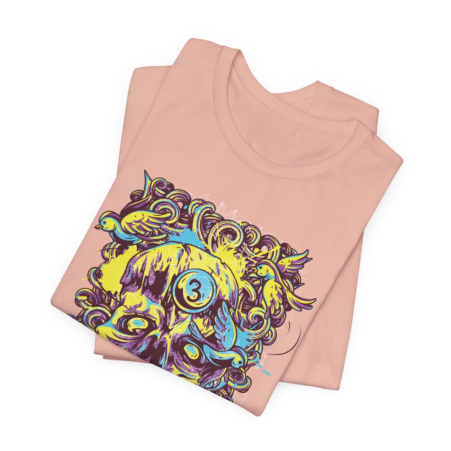 Colorful Skull Illustration Graphic Unisex Cotton T-Shirt r41