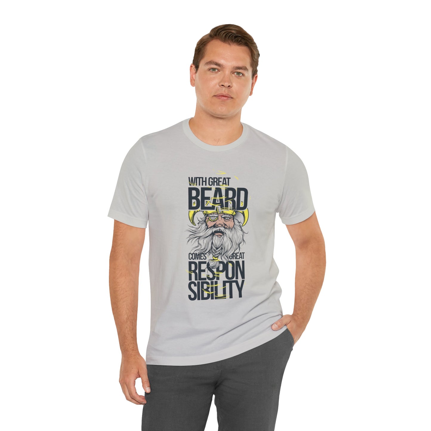 With Great Beard Comes Great Responsibility Tee Viking Beard Graphic Shirt A-2