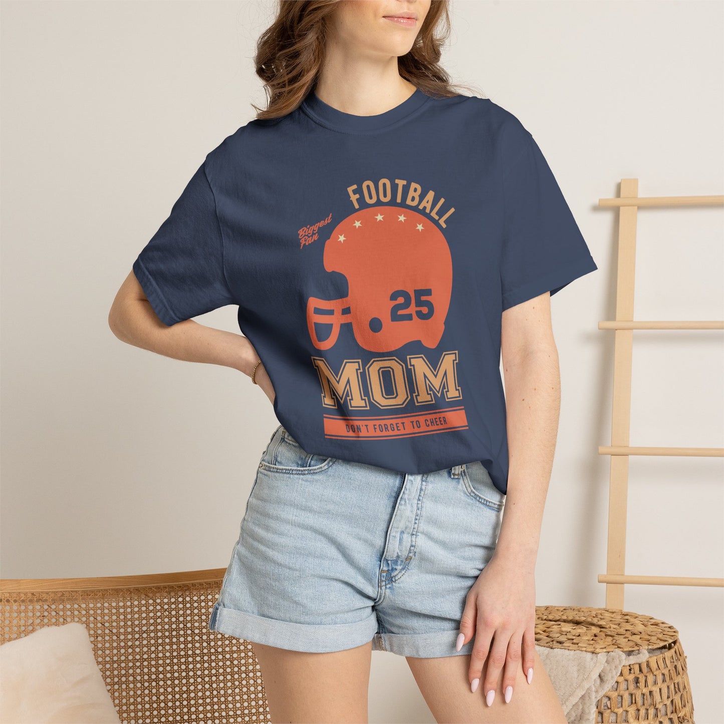 Football Mom T-shirt Mother's Day Mama Tee Unisex Comfort Colors Garment-Dyed Cotton h43