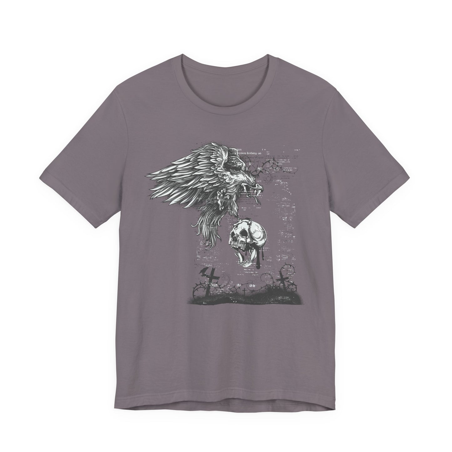 Raven and Skull Illustration Graphic Unisex Cotton T-Shirt r19