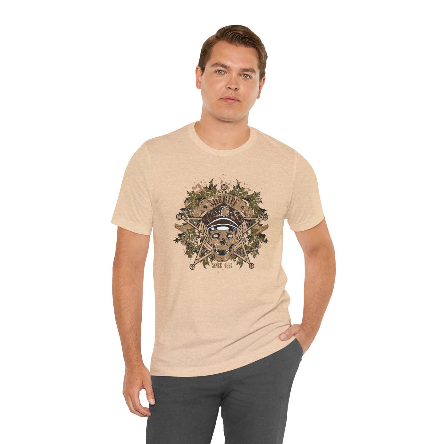 Skull Floral Emblem Graphic Unisex Cotton Tee Art-45