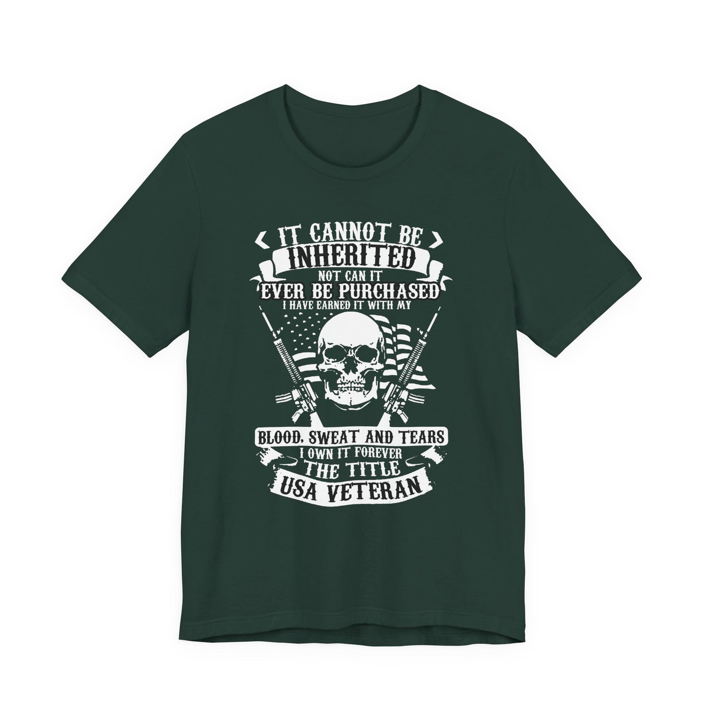 USA Veteran skull flag crossed rifles T-Shirt Military pride Unisex Cotton tee v54
