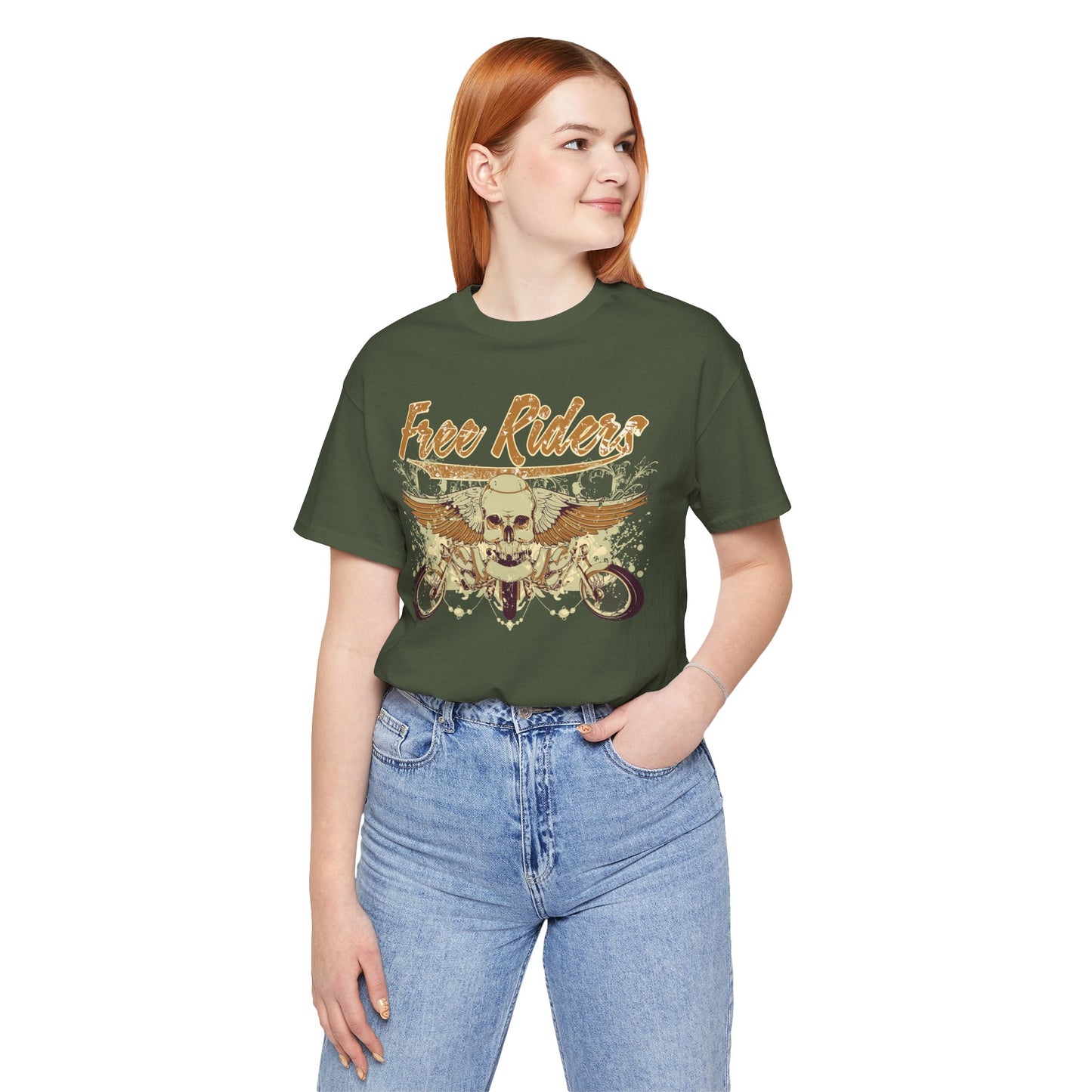 Free Riders Skull Motorcycle Tee Biker Graphic Art Design T-Shirt A-1