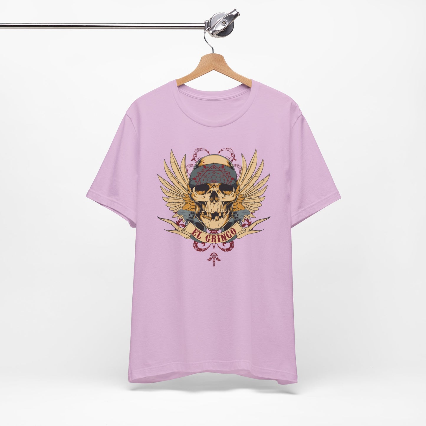 El Gringo Skull with Wings T-Shirt Vintage Tattoo Style Art-53