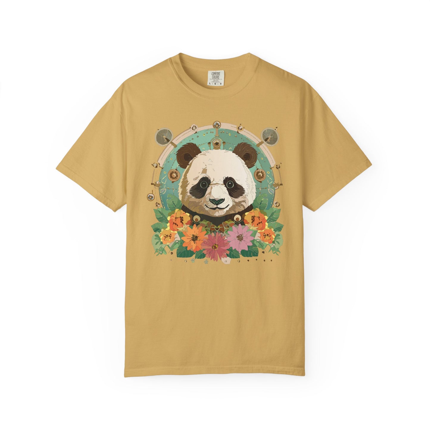 Panda Portrait T-Shirt Unisex Cotton Floral Chinese Graphic Circle Animal Art Tee p3