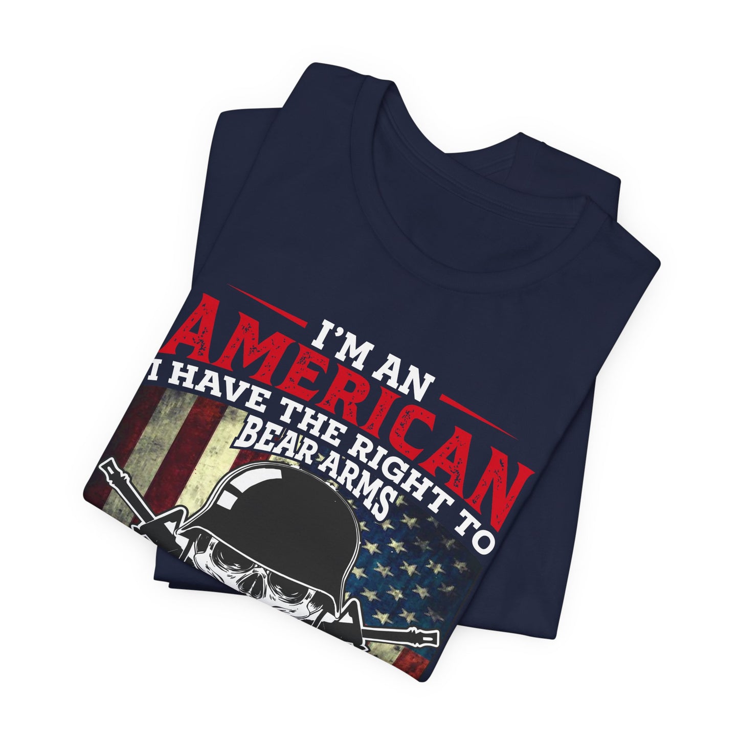 American Skull with Guns T-Shirt 2nd Amendment Flag Unisex Cotton Tee v29