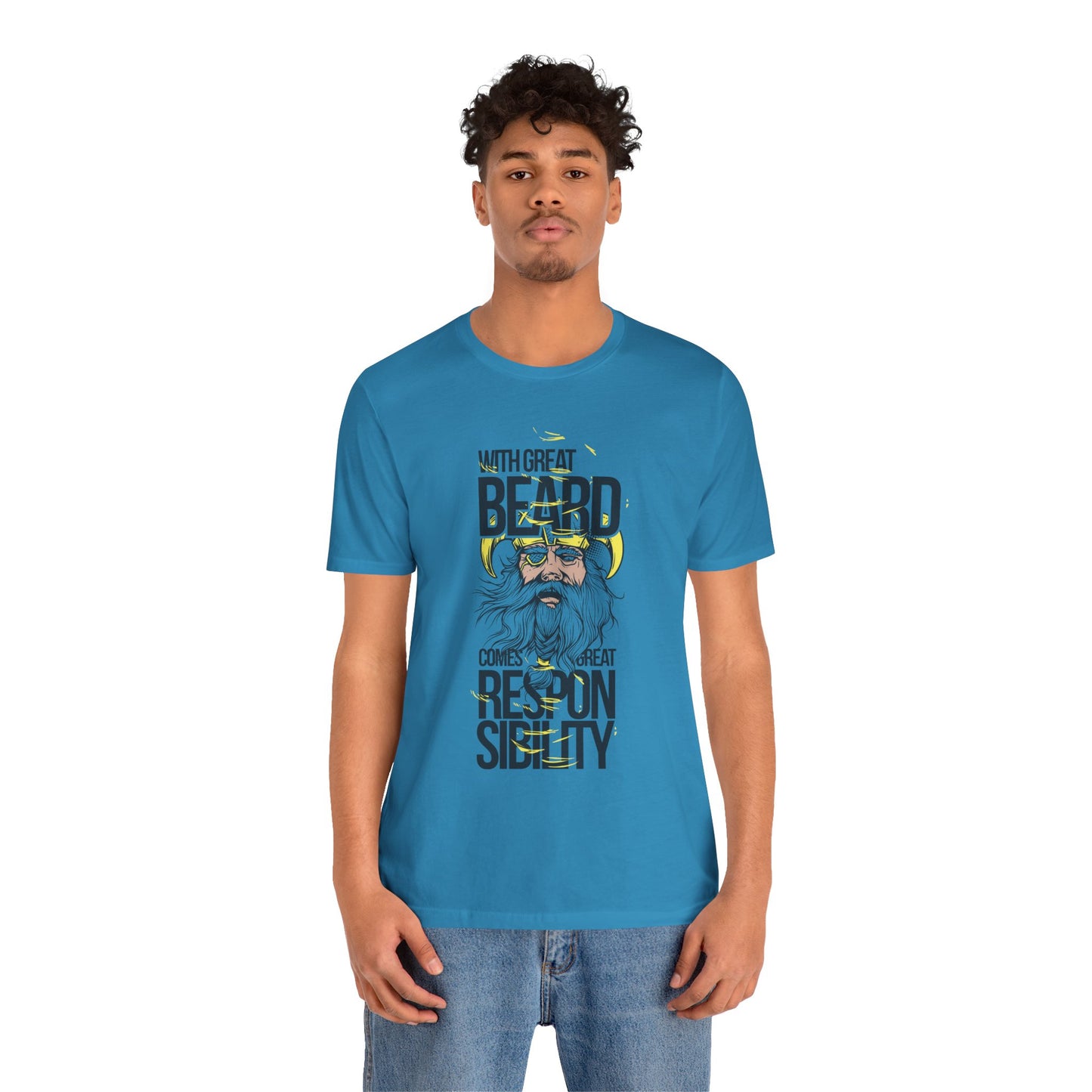 With Great Beard Comes Great Responsibility Tee Viking Beard Graphic Shirt A-2