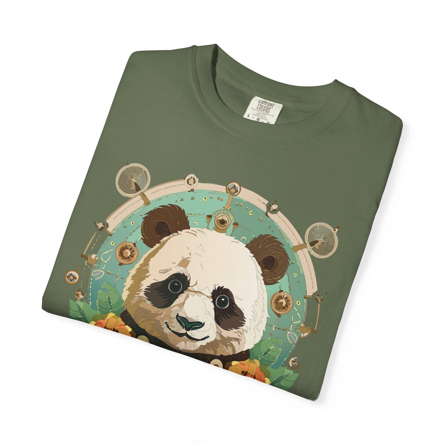Panda Portrait T-Shirt Unisex Cotton Floral Chinese Graphic Circle Animal Art Tee p3