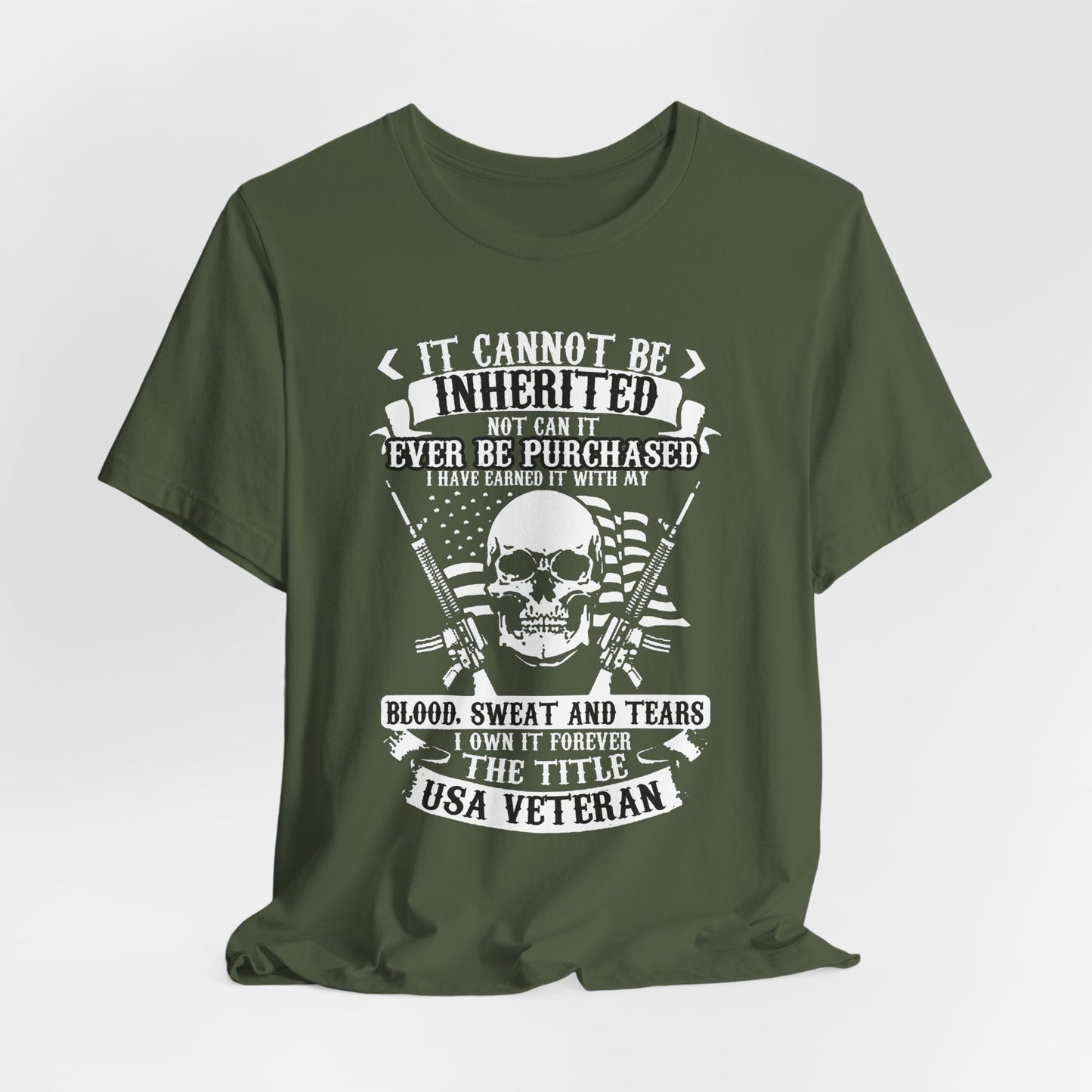 USA Veteran skull flag crossed rifles T-Shirt Military pride Unisex Cotton tee v54