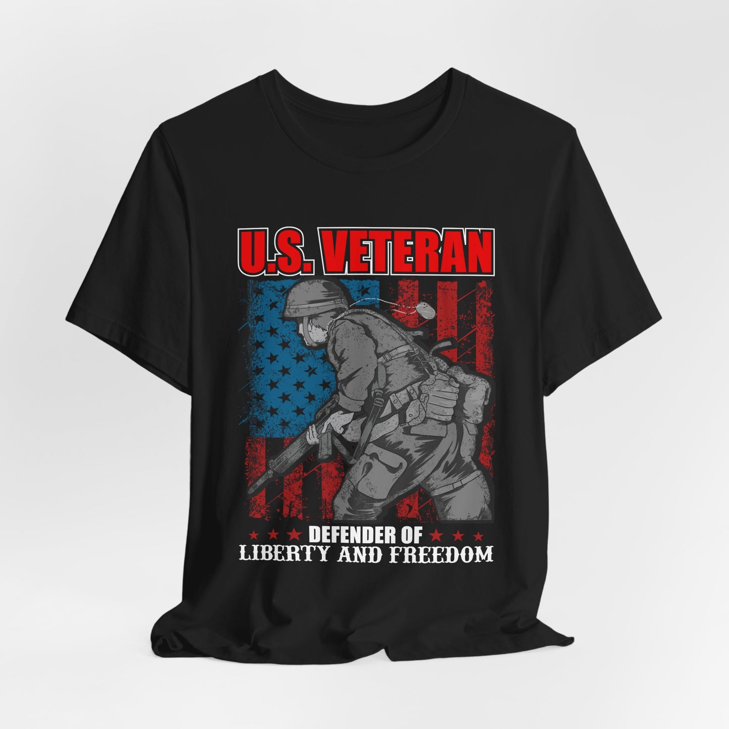U.S. Veteran Soldier Illustration Tee Defender of Liberty and Freedom Unisex Cotton v31