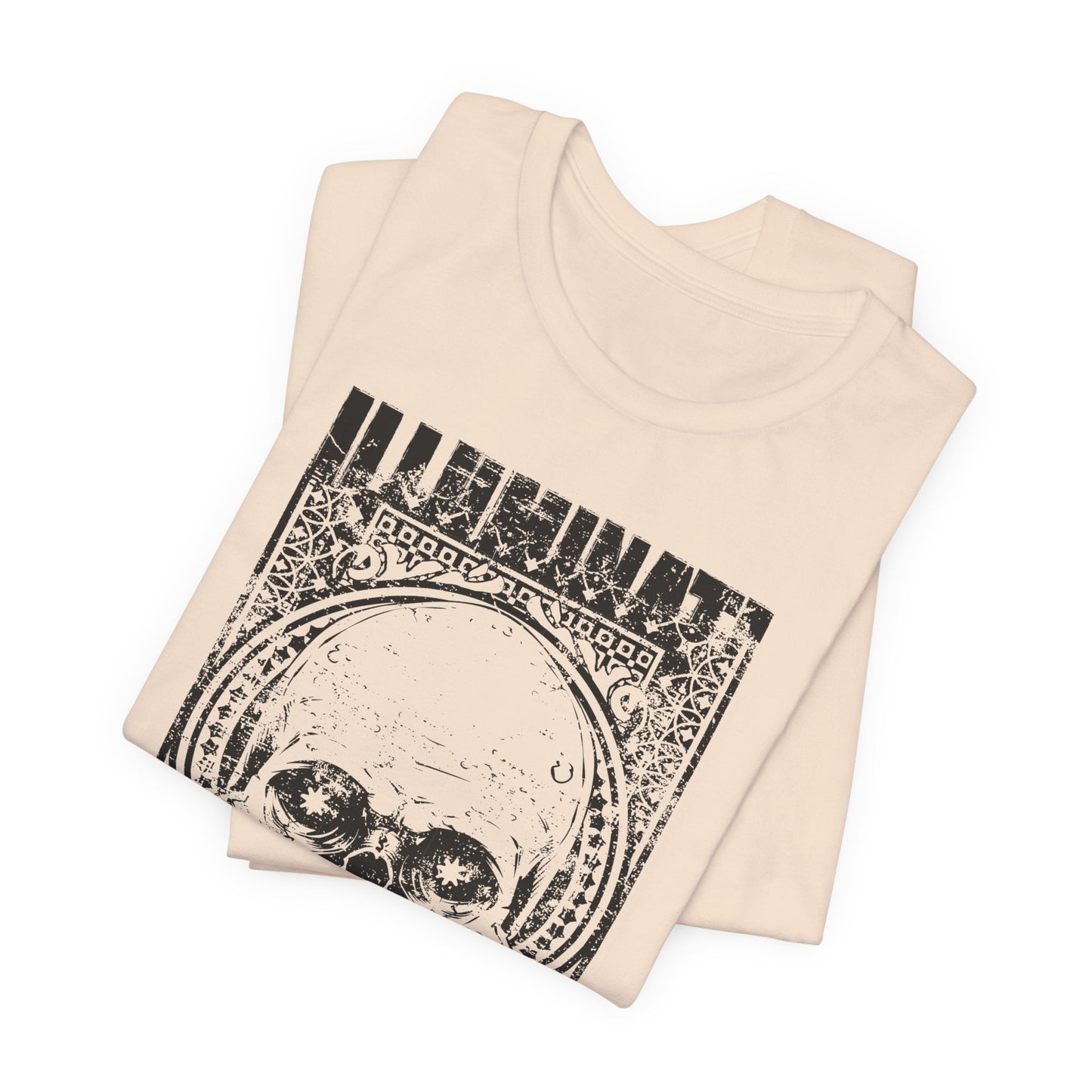 Skull Circle Graphic T-Shirt Vintage Etching Illustration Art Design Tee A-9