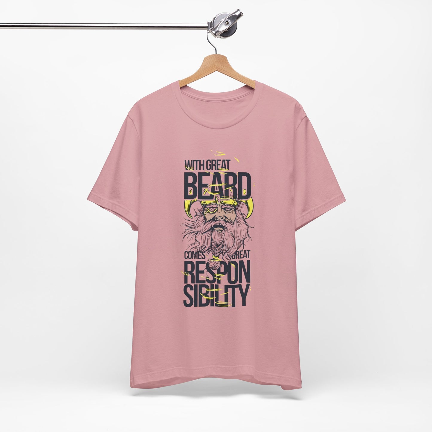 With Great Beard Comes Great Responsibility Tee Viking Beard Graphic Shirt A-2