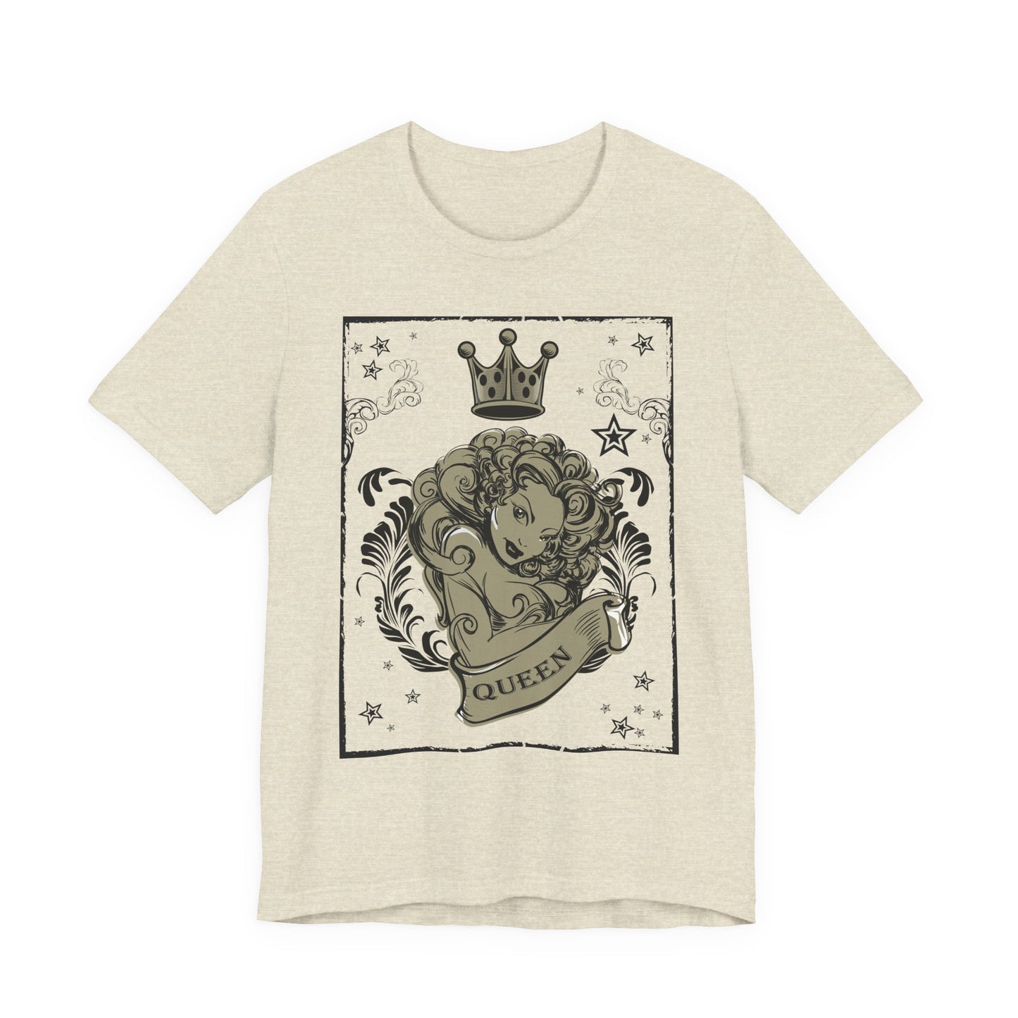 Crown Face Portrait Graphic Tee Vintage Floral Illustration Rock Band T-Shirt