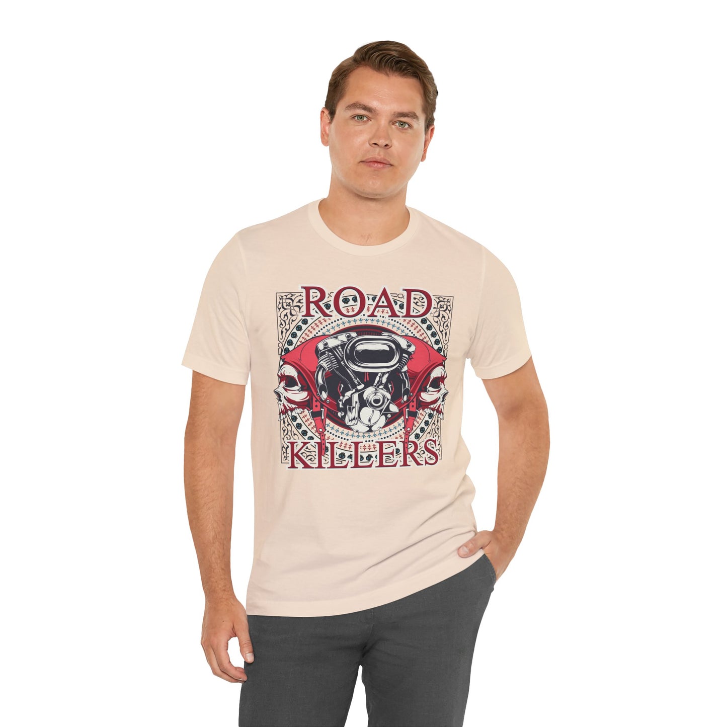 Dark Road Motorcycle Helmet Skull Tee Biker graphic t-shirt G-1