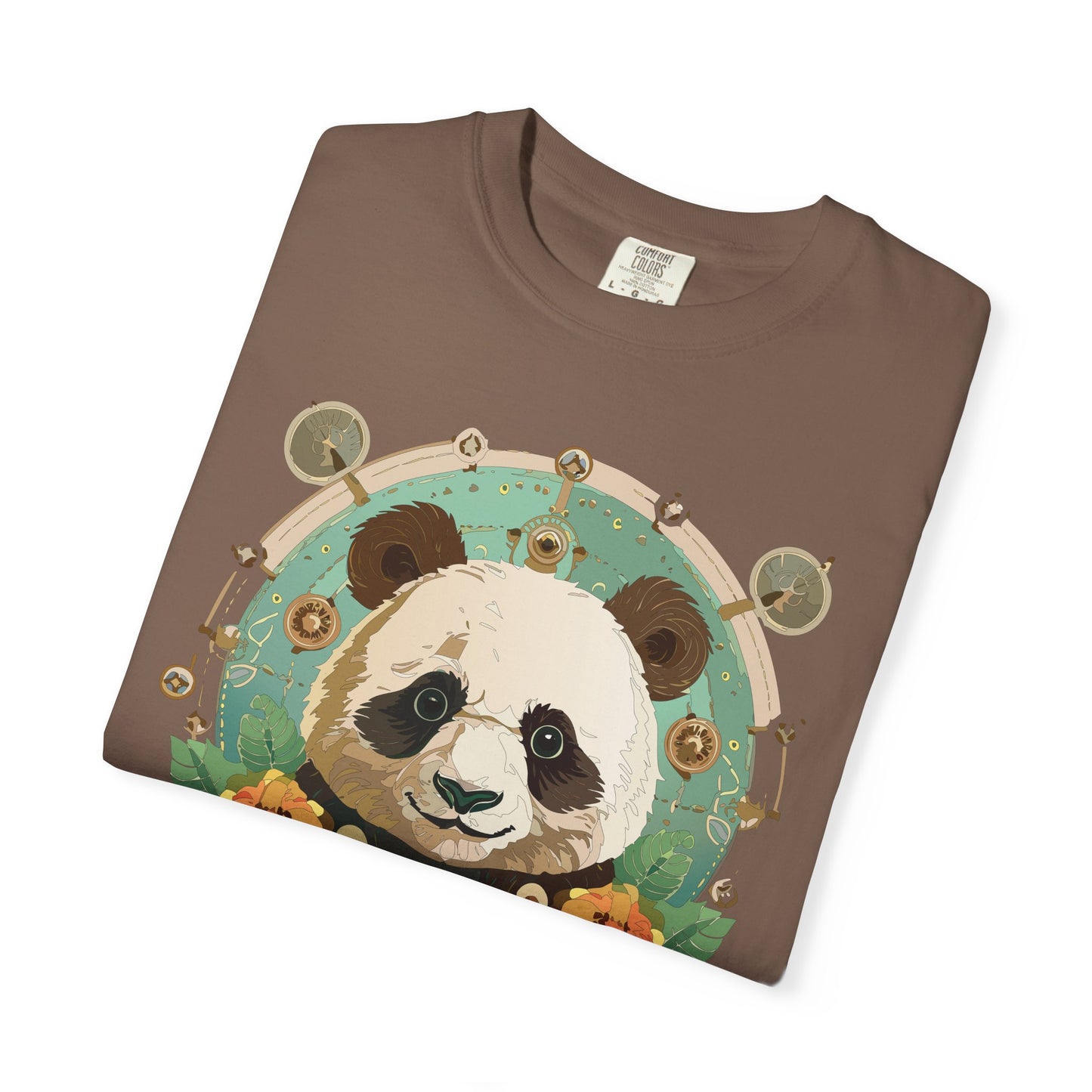 Panda Portrait T-Shirt Unisex Cotton Floral Chinese Graphic Circle Animal Art Tee p3