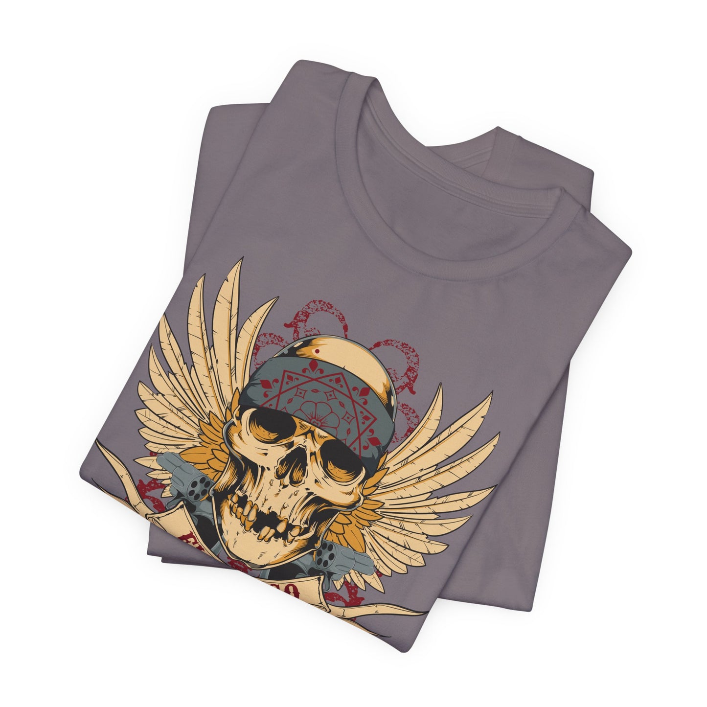 El Gringo Skull with Wings T-Shirt Vintage Tattoo Style Art-53