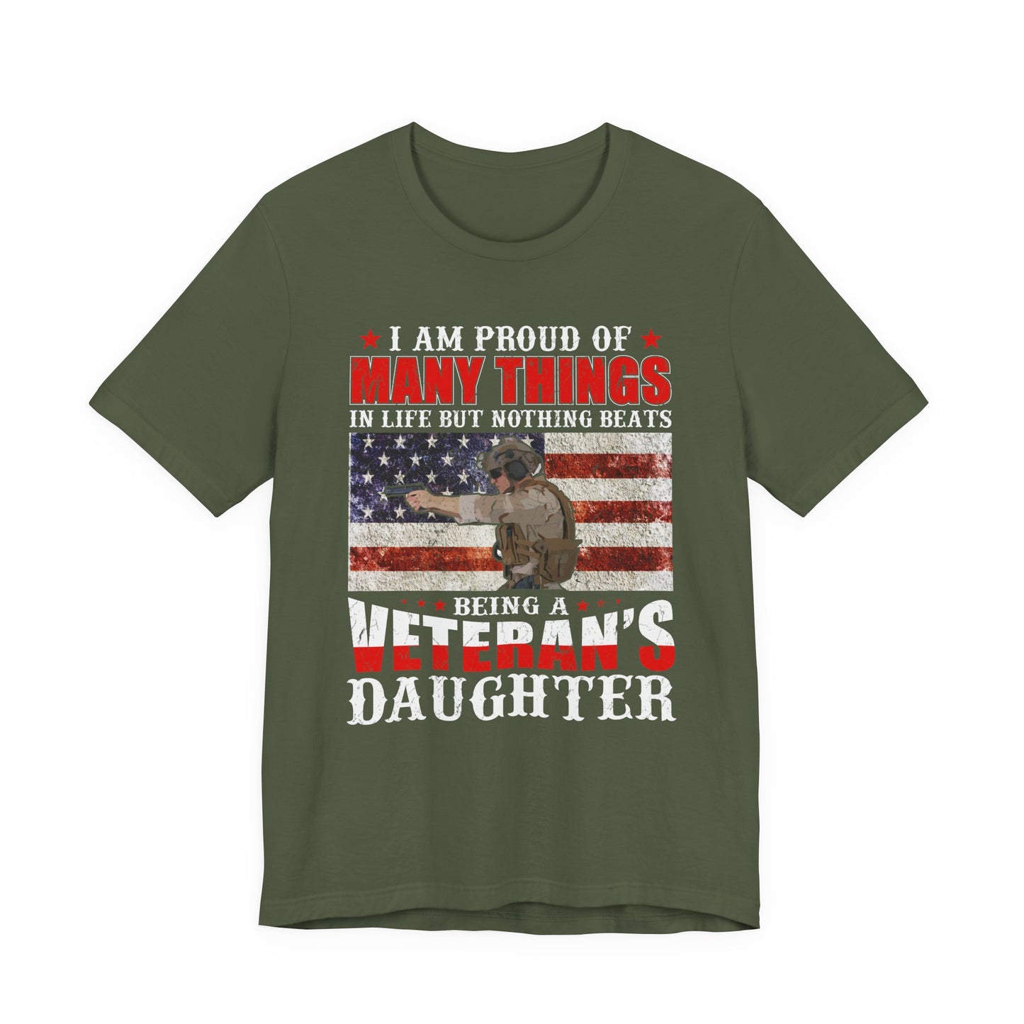 Veteran's Daughter T-Shirt American Flag Military Proud  Unisex Cotton Tee v28