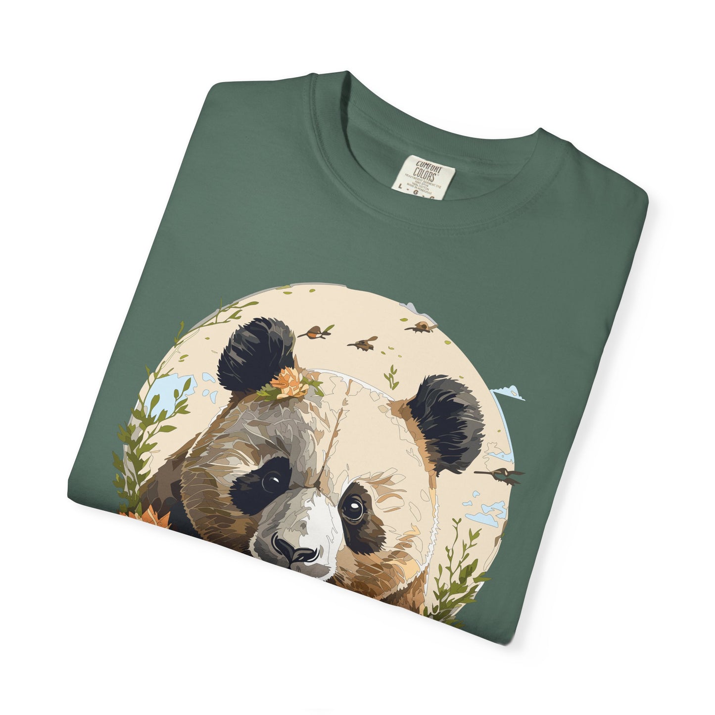 Panda Portrait T-Shirt Unisex Cotton Floral Meadow Circle Animal Art Tee p9