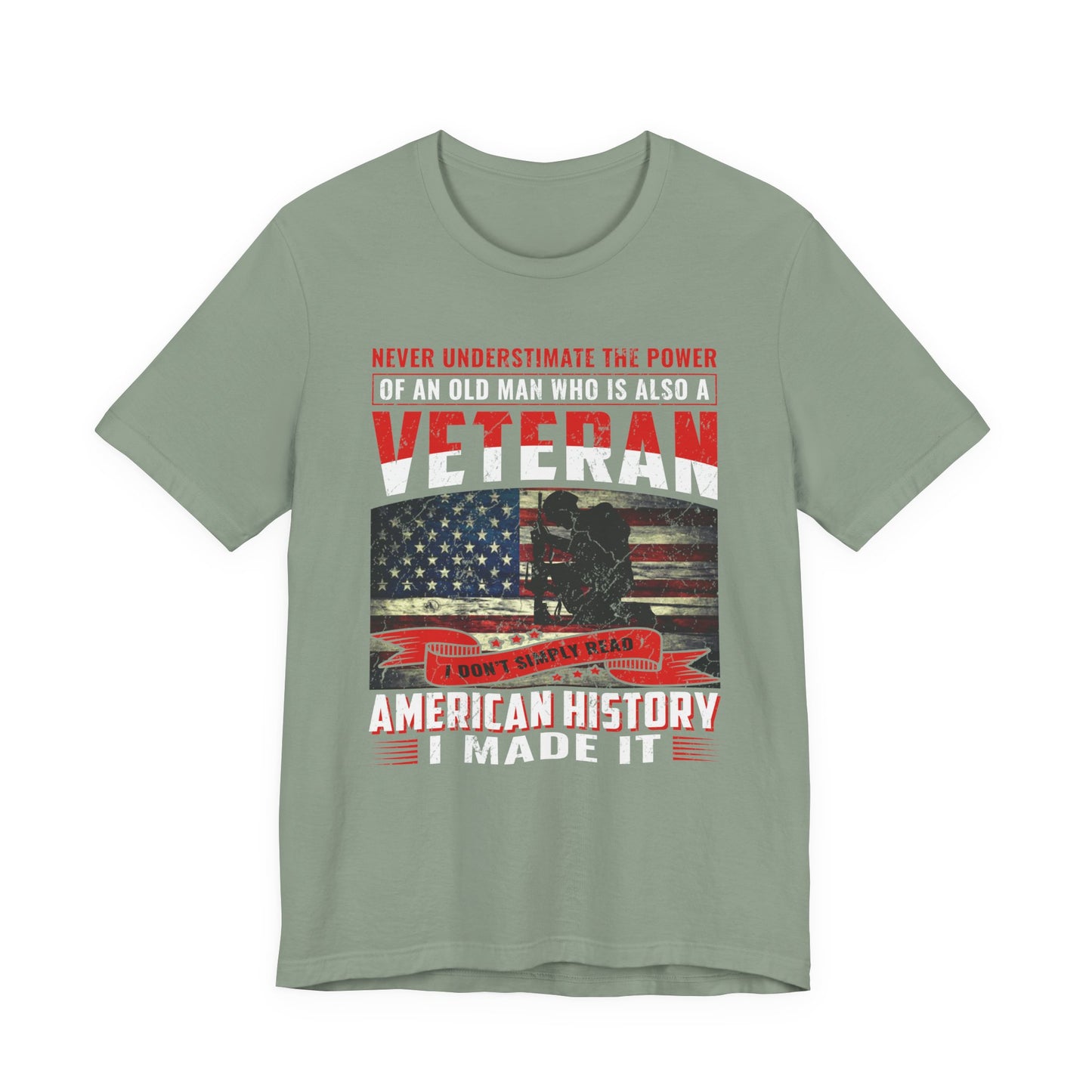 Veteran American flag T-Shirt I Made It Old Man Veteran Military Pride Unisex Cotton v32