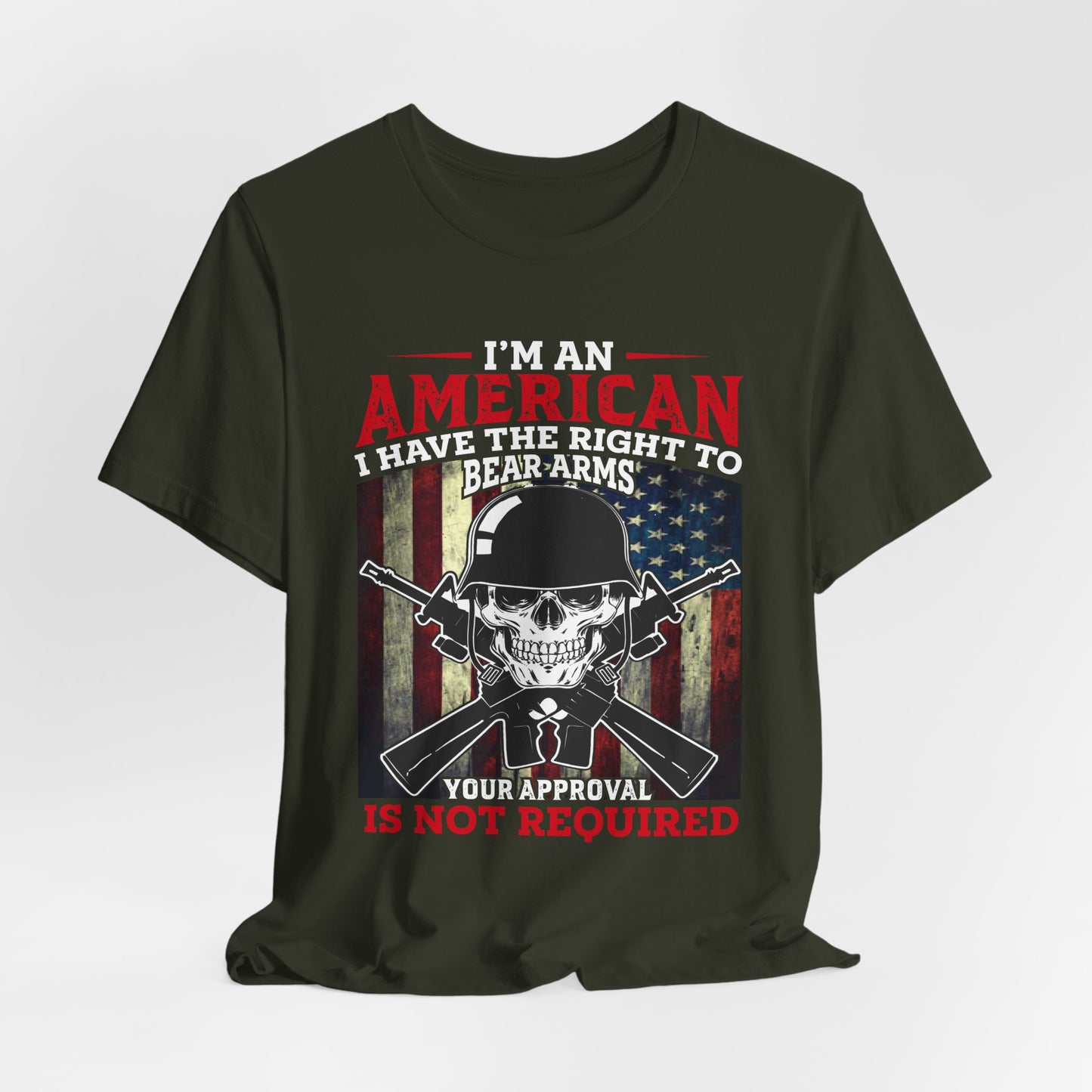 American Skull with Guns T-Shirt 2nd Amendment Flag Unisex Cotton Tee v29