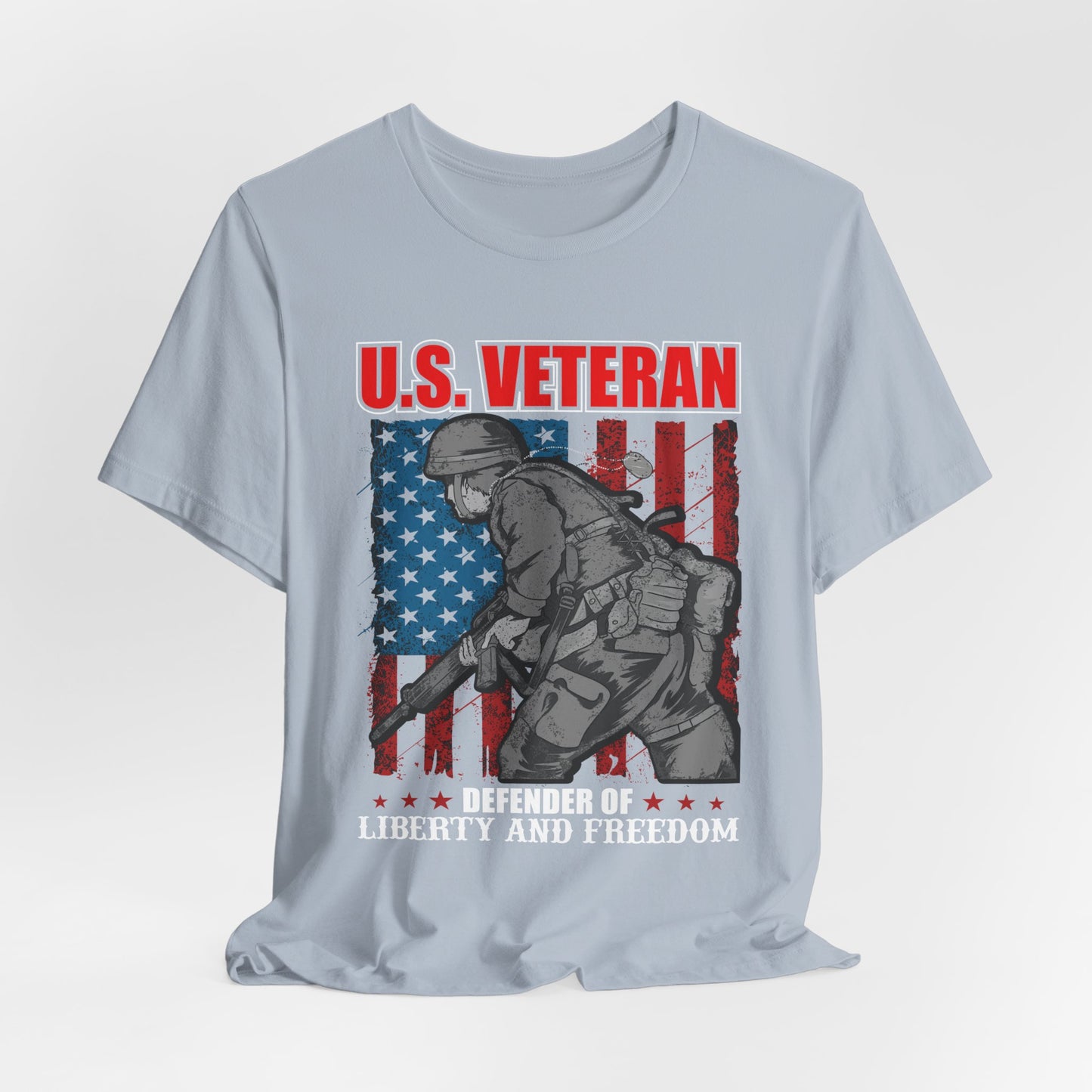 U.S. Veteran Soldier Illustration Tee Defender of Liberty and Freedom Unisex Cotton v31