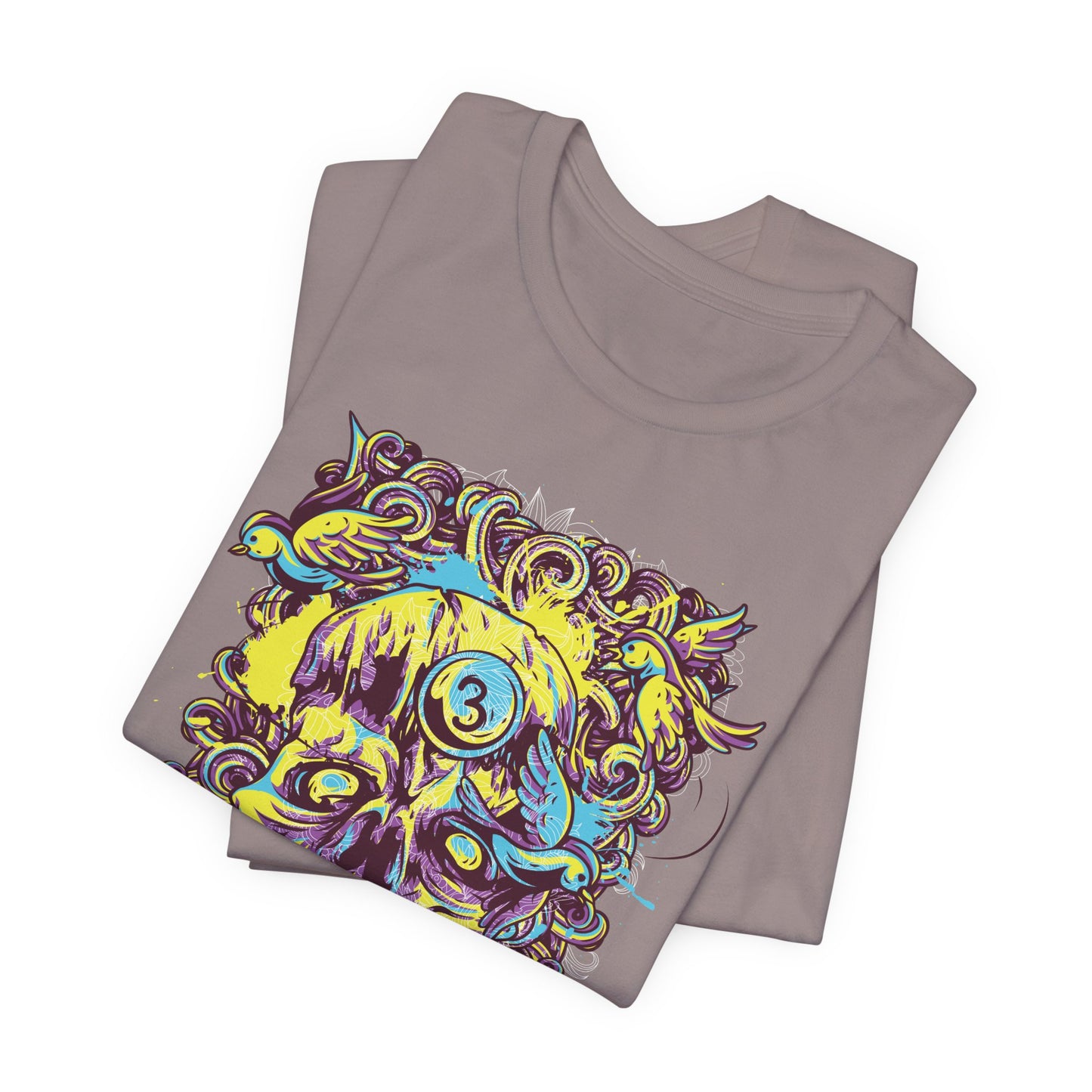 Colorful Skull Illustration Graphic Unisex Cotton T-Shirt r41