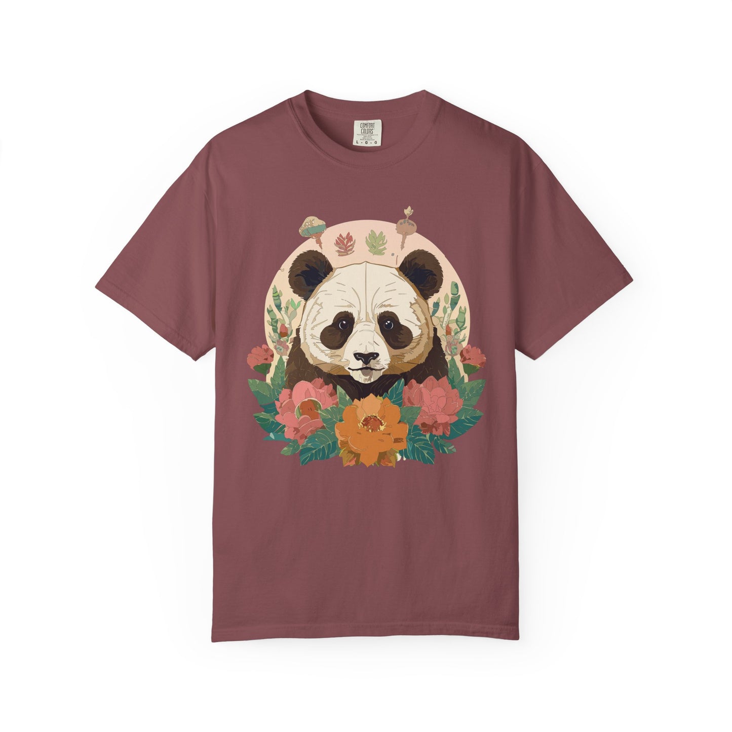 Panda Portrait T-Shirt Unisex Cotton Floral Chinese Graphic Circle Animal Art Tee p2