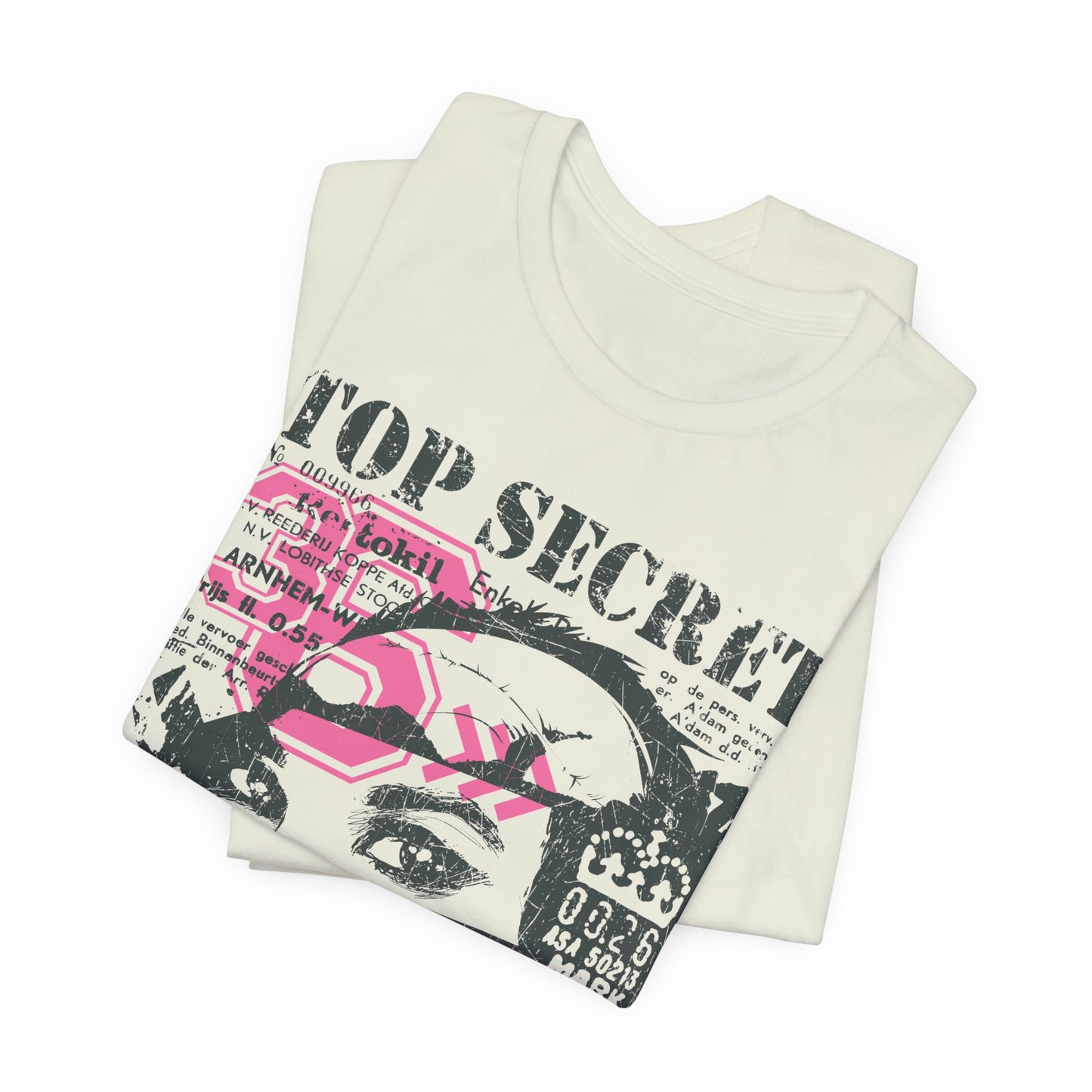 Top Secret Skull Face Tee Grunge Graphic T-Shirt Retro Collage A-6