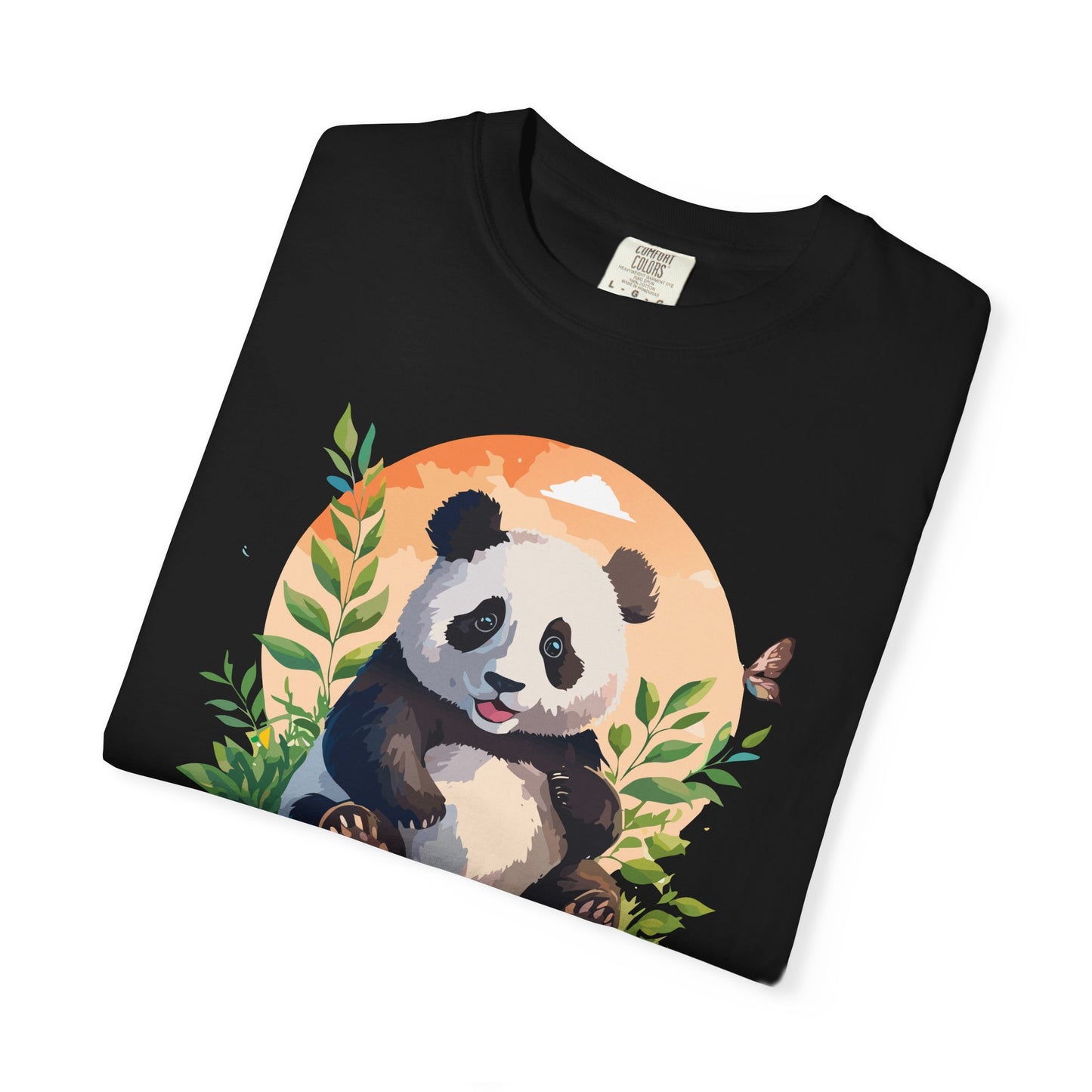 Panda Portrait T-Shirt Unisex Cotton Floral Chinese Graphic Circle Animal Art Tee pp4