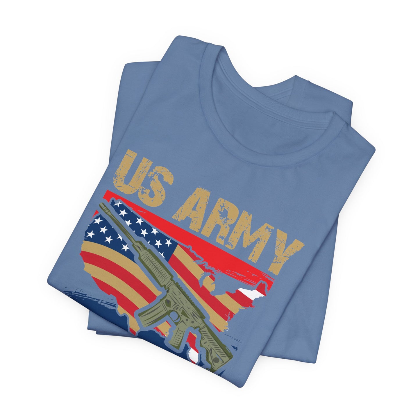 US Army Proud Veteran T-Shirt American Flag Rifle Military Unisex Cotton Tee v17