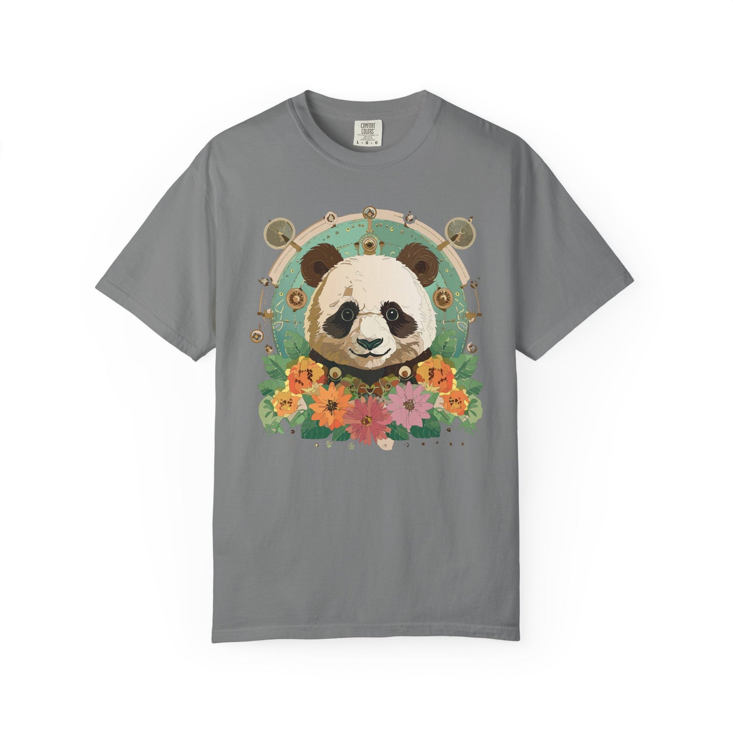 Panda Portrait T-Shirt Unisex Cotton Floral Chinese Graphic Circle Animal Art Tee p3
