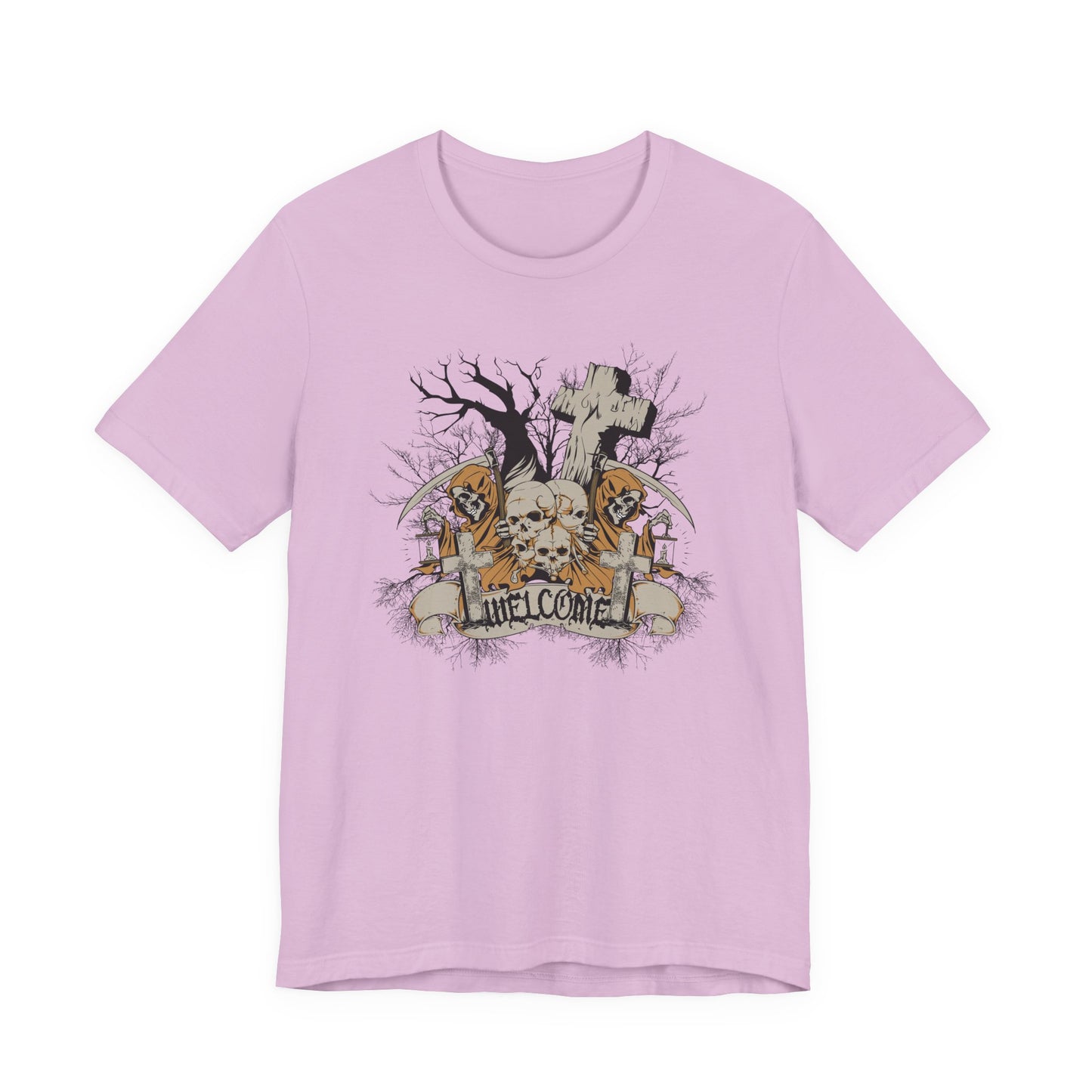 Skull Halloween Graphic Design Unisex Cotton T-Shirt Art-50