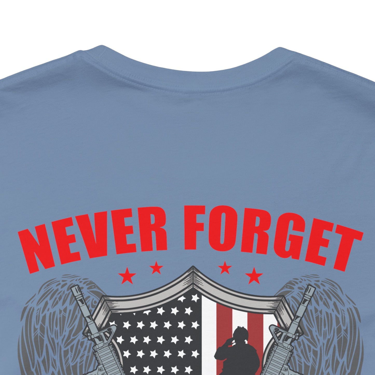 Never Forget Our Fallen Heroes T-Shirt American Flag Shield Eagles Unisex Cotton v39