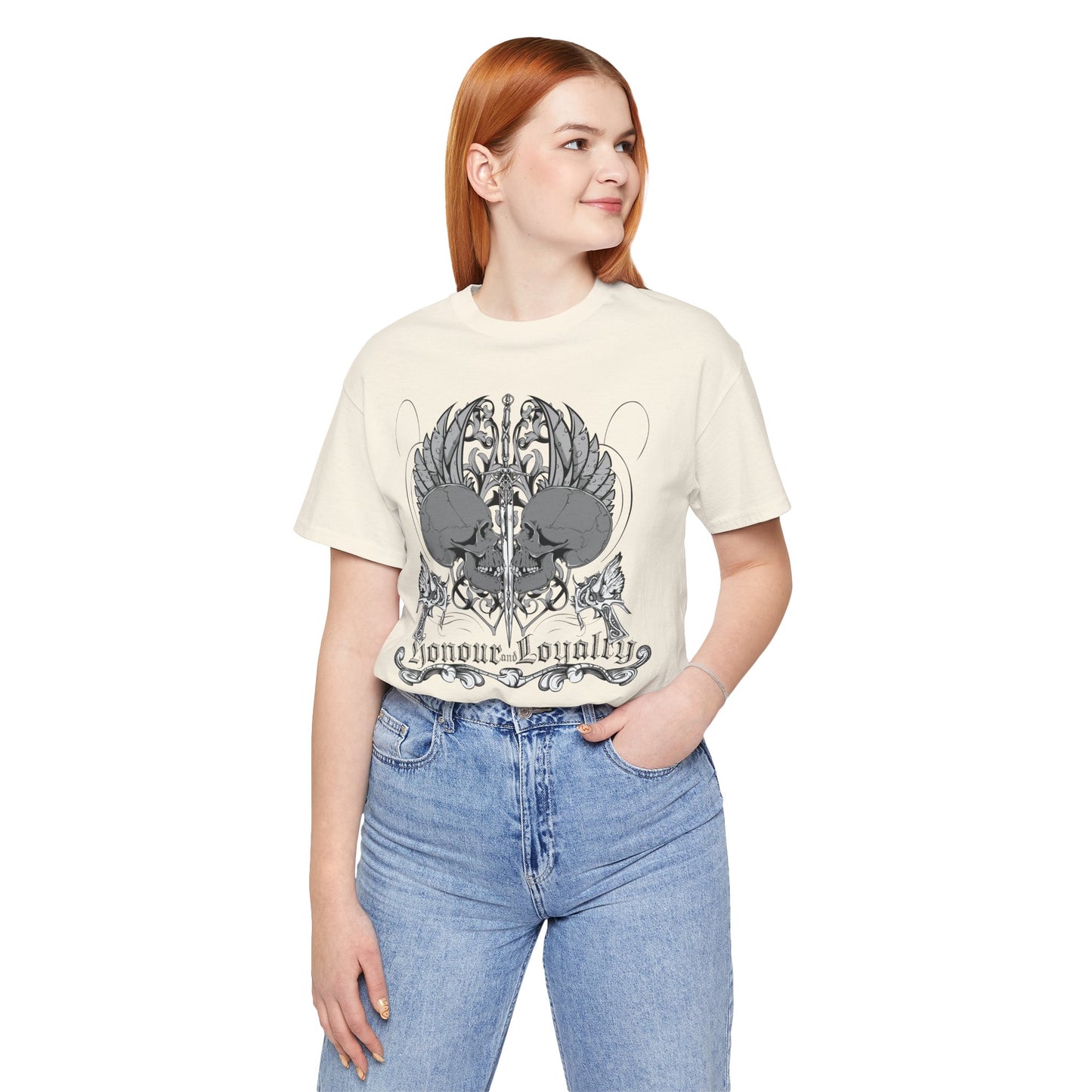Honor Loyalty crest tee Gothic heraldry skulls wings emblem Art-48