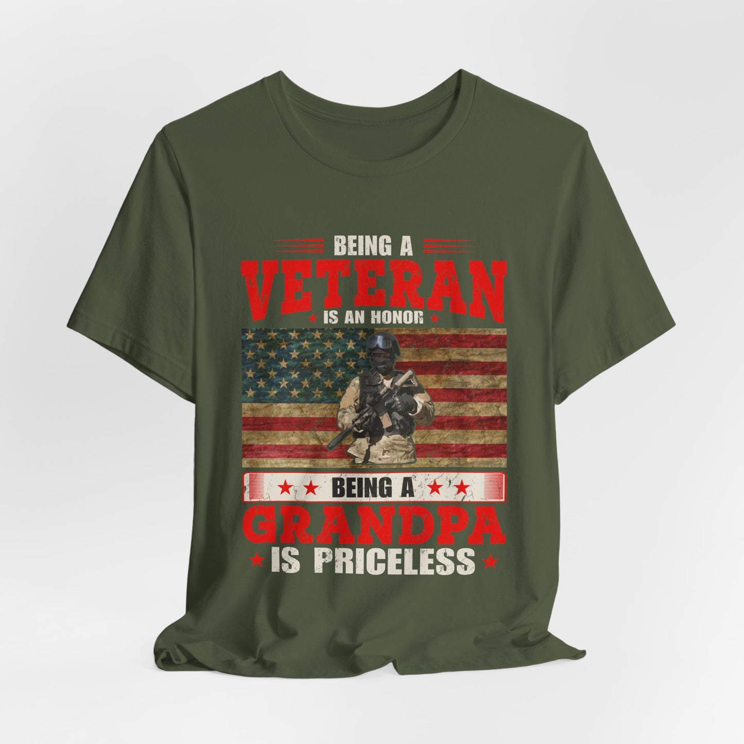 Veteran Grandpa T-Shirt American Flag Soldier Grandpa Unisex Cotton Tee v34