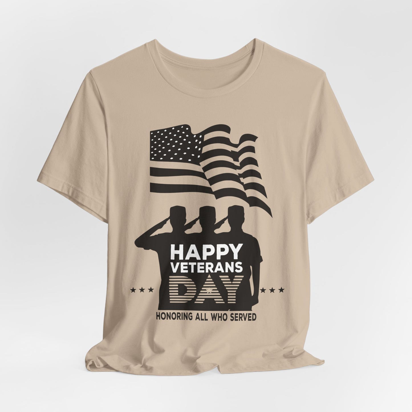 Happy Veterans Day saluting soldiers T-Shirt Patriotic American flag Unisex Cotton v51