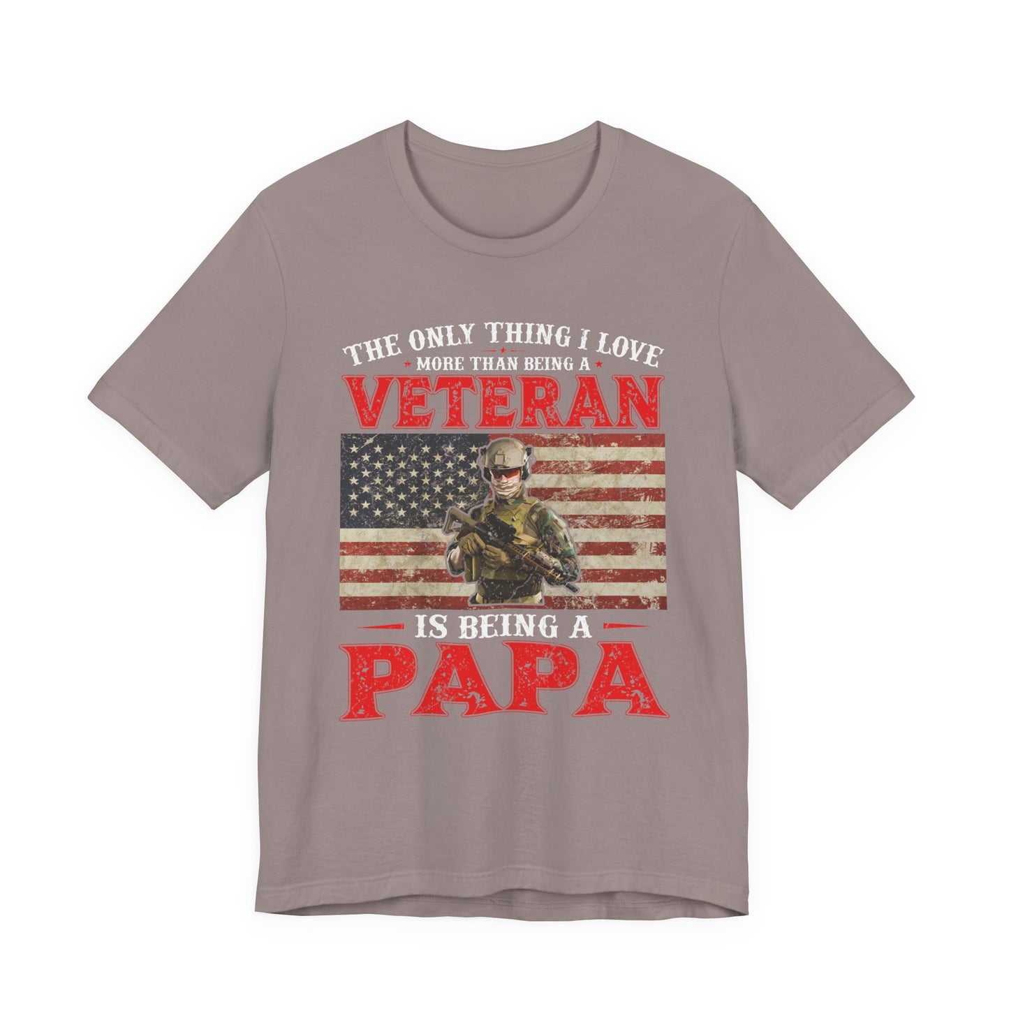 Veteran with American Flag Papa T-Shirt Military Grandpa Unisex Cotton Tee v30
