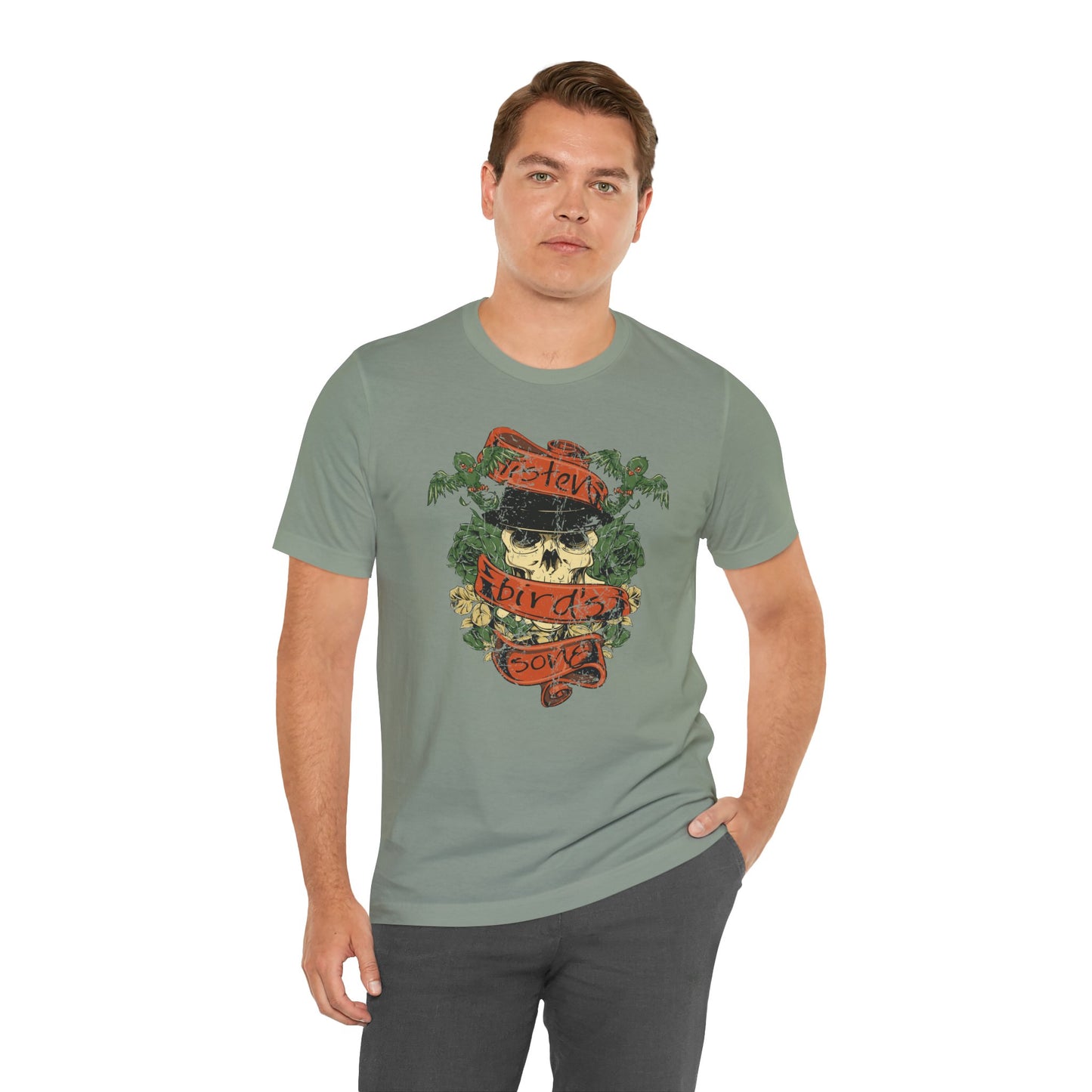 Skull Floral Tattoo Style Graphic Design Unisex Cotton T-Shirt Art-38