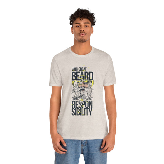 With Great Beard Comes Great Responsibility Tee Viking Beard Graphic Shirt A-2