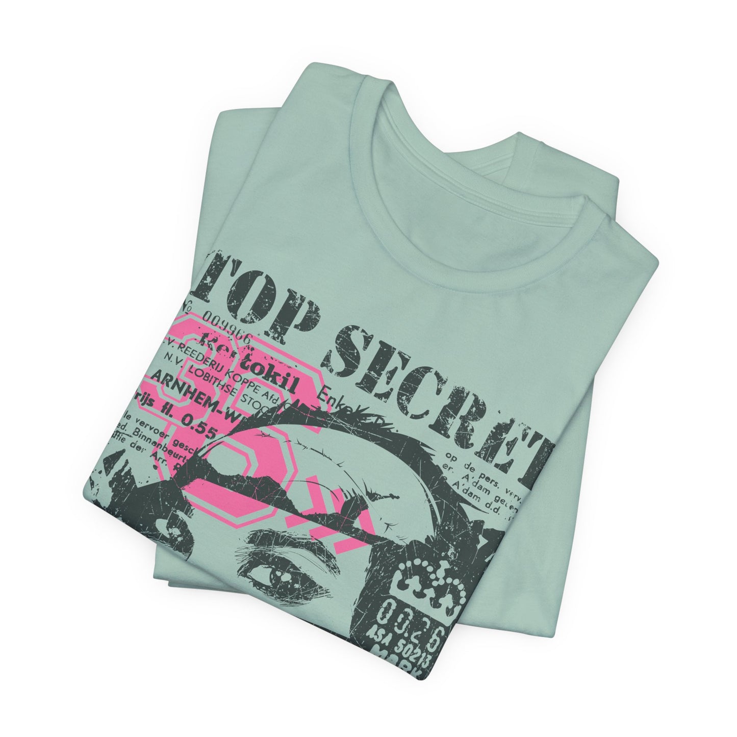 Top Secret Skull Face Tee Grunge Graphic T-Shirt Retro Collage A-6