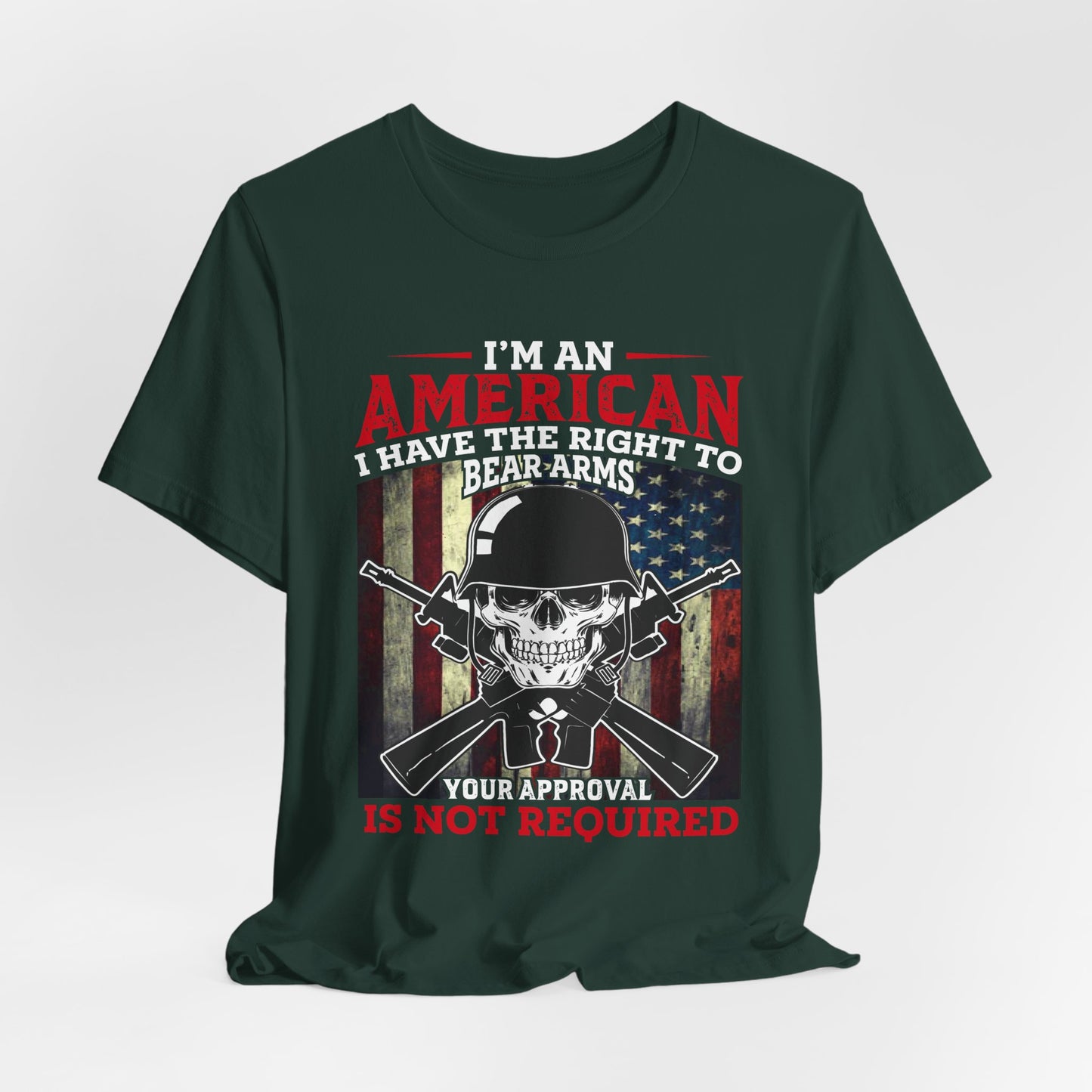 American Skull with Guns T-Shirt 2nd Amendment Flag Unisex Cotton Tee v29