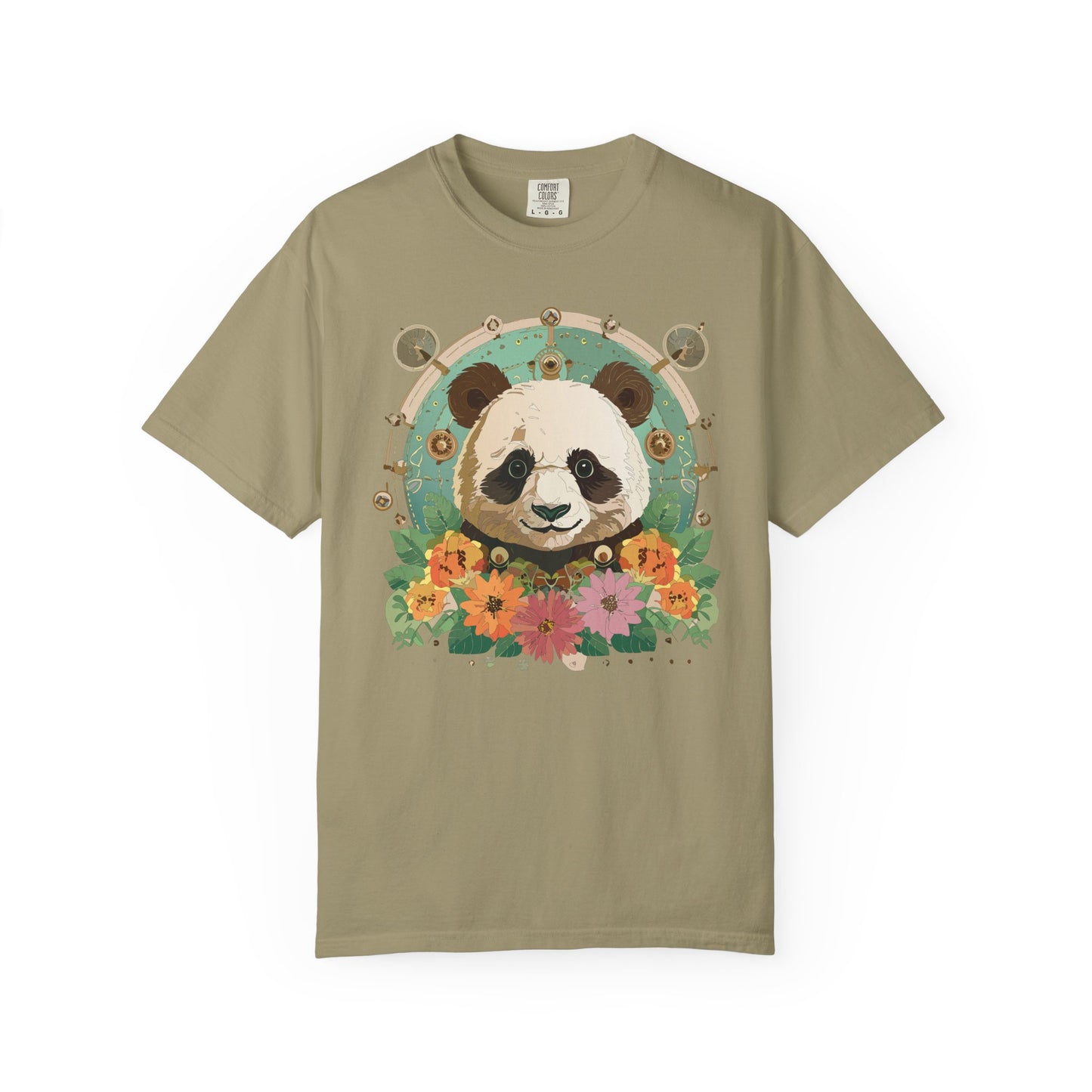 Panda Portrait T-Shirt Unisex Cotton Floral Chinese Graphic Circle Animal Art Tee p3