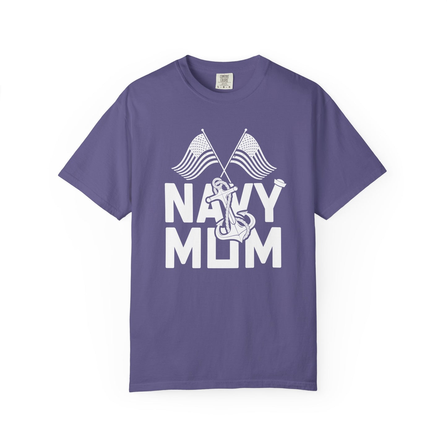 Navy Mom T-shirt Mother's Day Mama Tee Unisex Comfort Colors Garment-Dyed Cotton h20