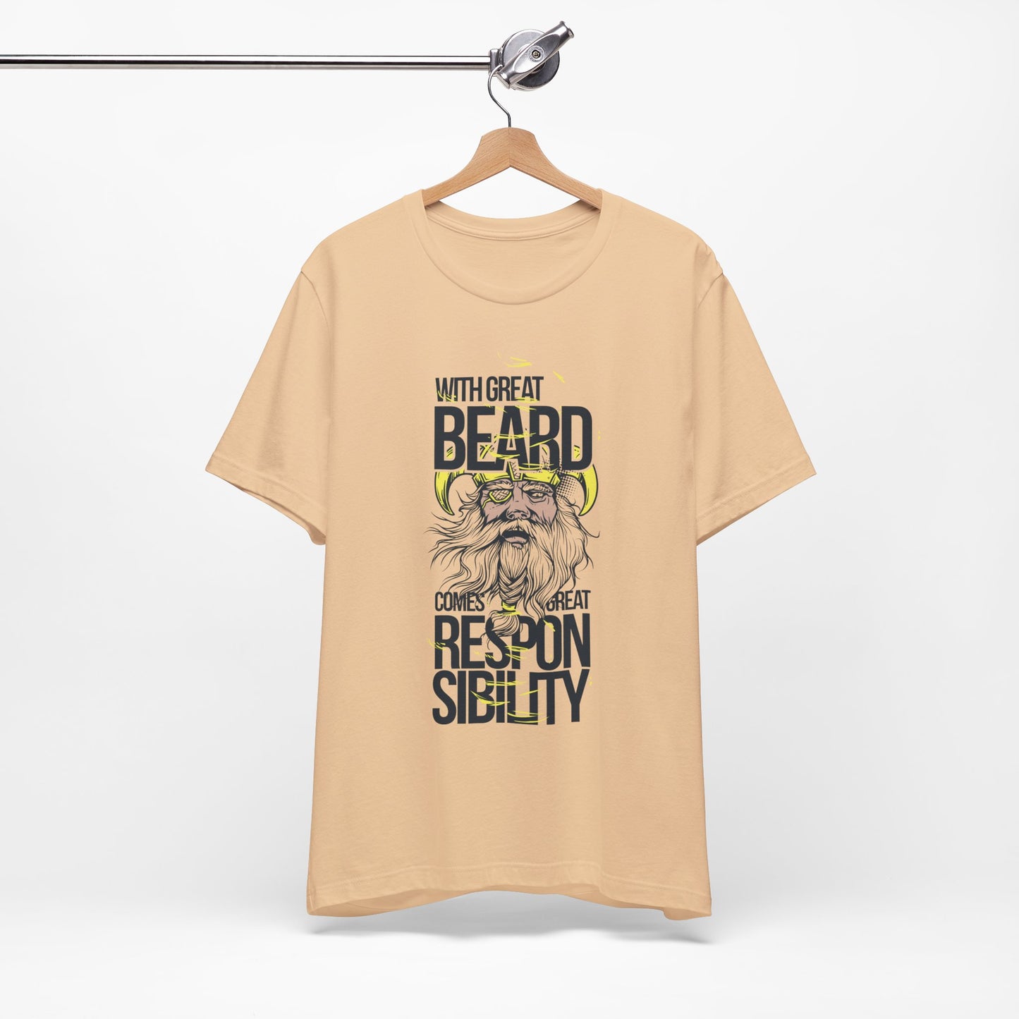 With Great Beard Comes Great Responsibility Tee Viking Beard Graphic Shirt A-2