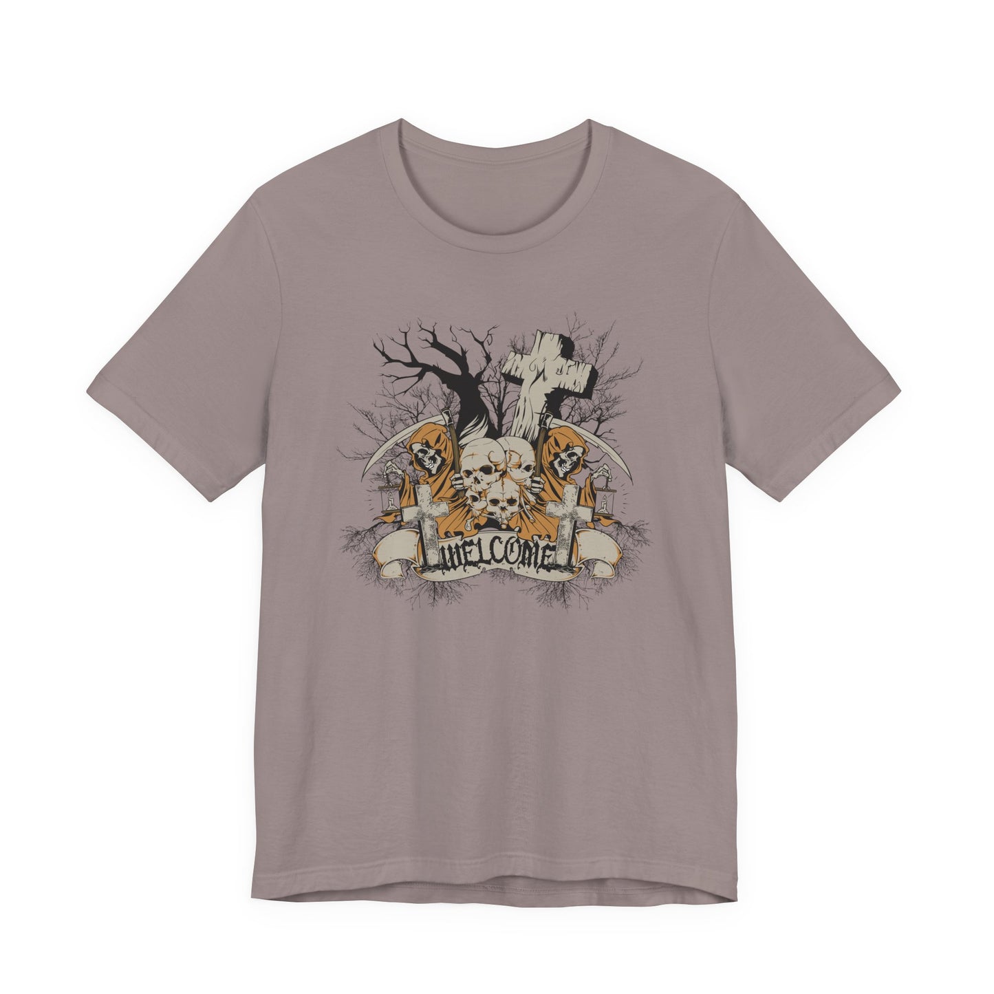 Skull Halloween Graphic Design Unisex Cotton T-Shirt Art-50