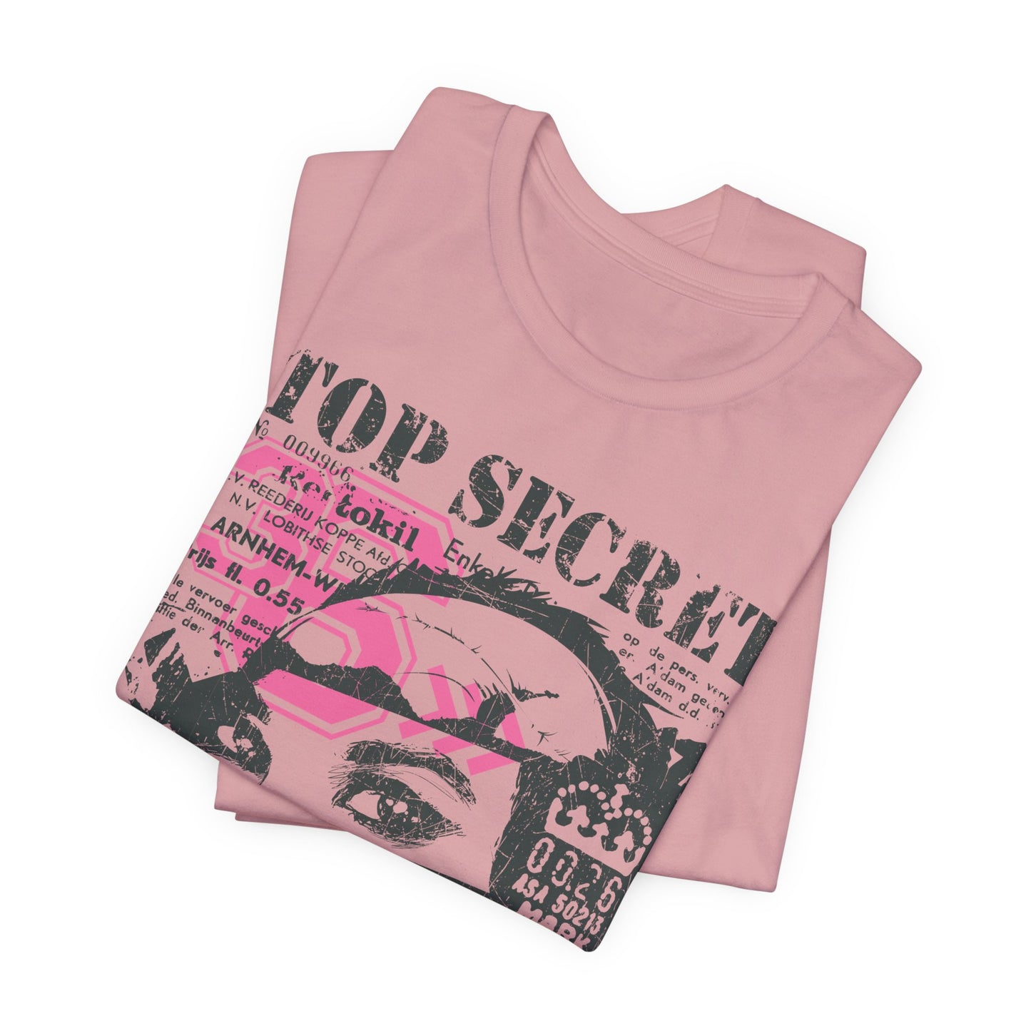 Top Secret Skull Face Tee Grunge Graphic T-Shirt Retro Collage A-6
