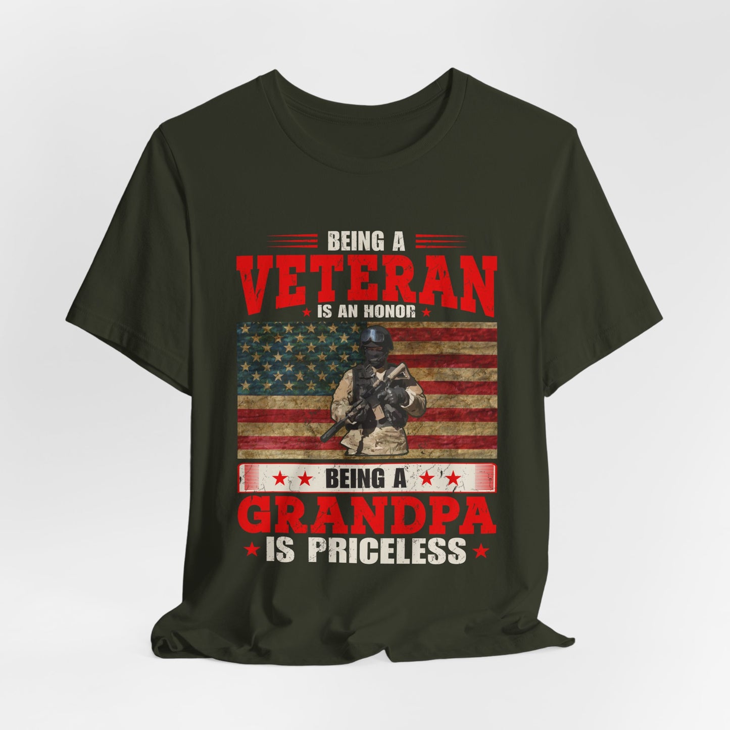 Veteran Grandpa T-Shirt American Flag Soldier Grandpa Unisex Cotton Tee v34