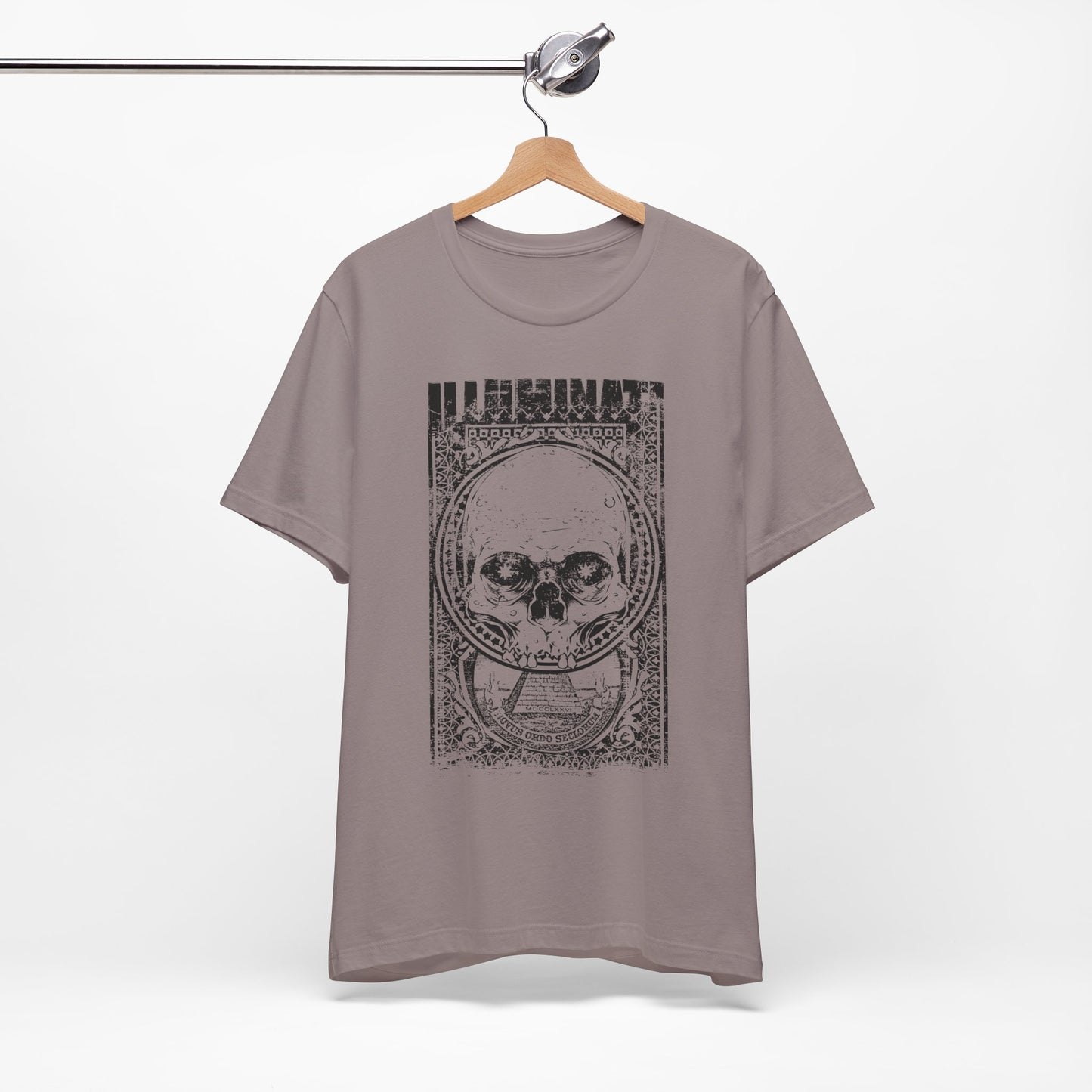 Skull Circle Graphic T-Shirt Vintage Etching Illustration Art Design Tee A-9