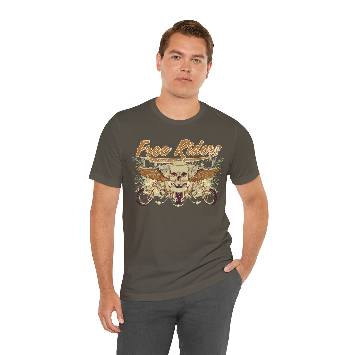 Free Riders Skull Motorcycle Tee Biker Graphic Art Design T-Shirt A-1