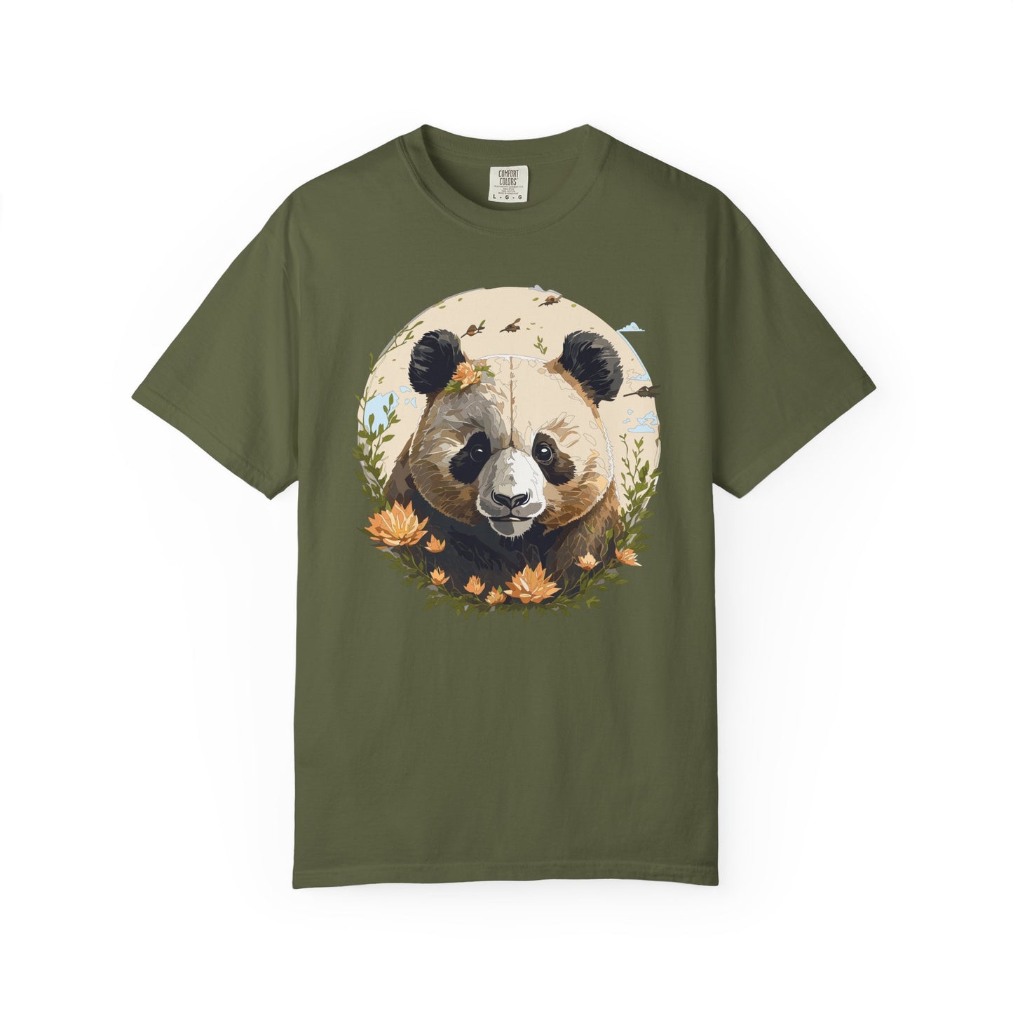 Panda Portrait T-Shirt Unisex Cotton Floral Meadow Circle Animal Art Tee p9